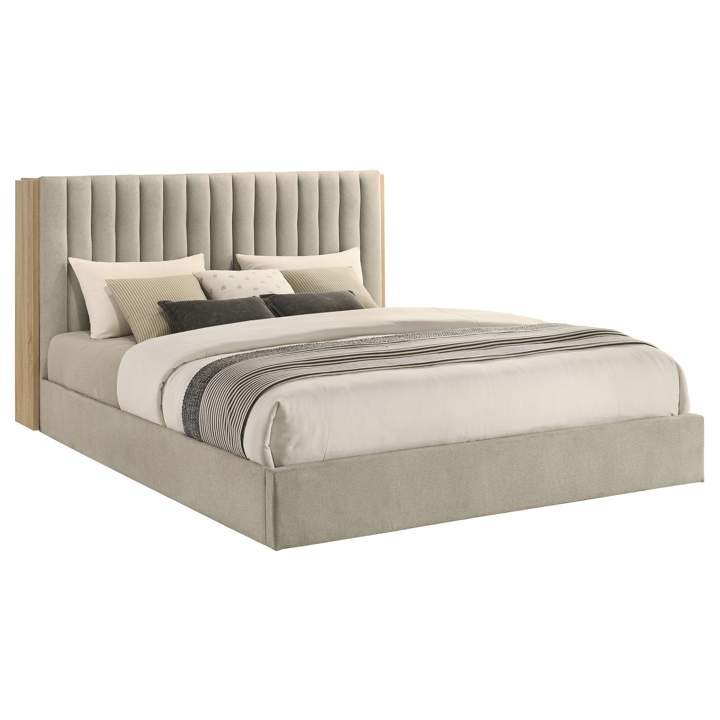 Arielle Eastern King Bookcase Panel Storage Bed Light Oak — view 4
