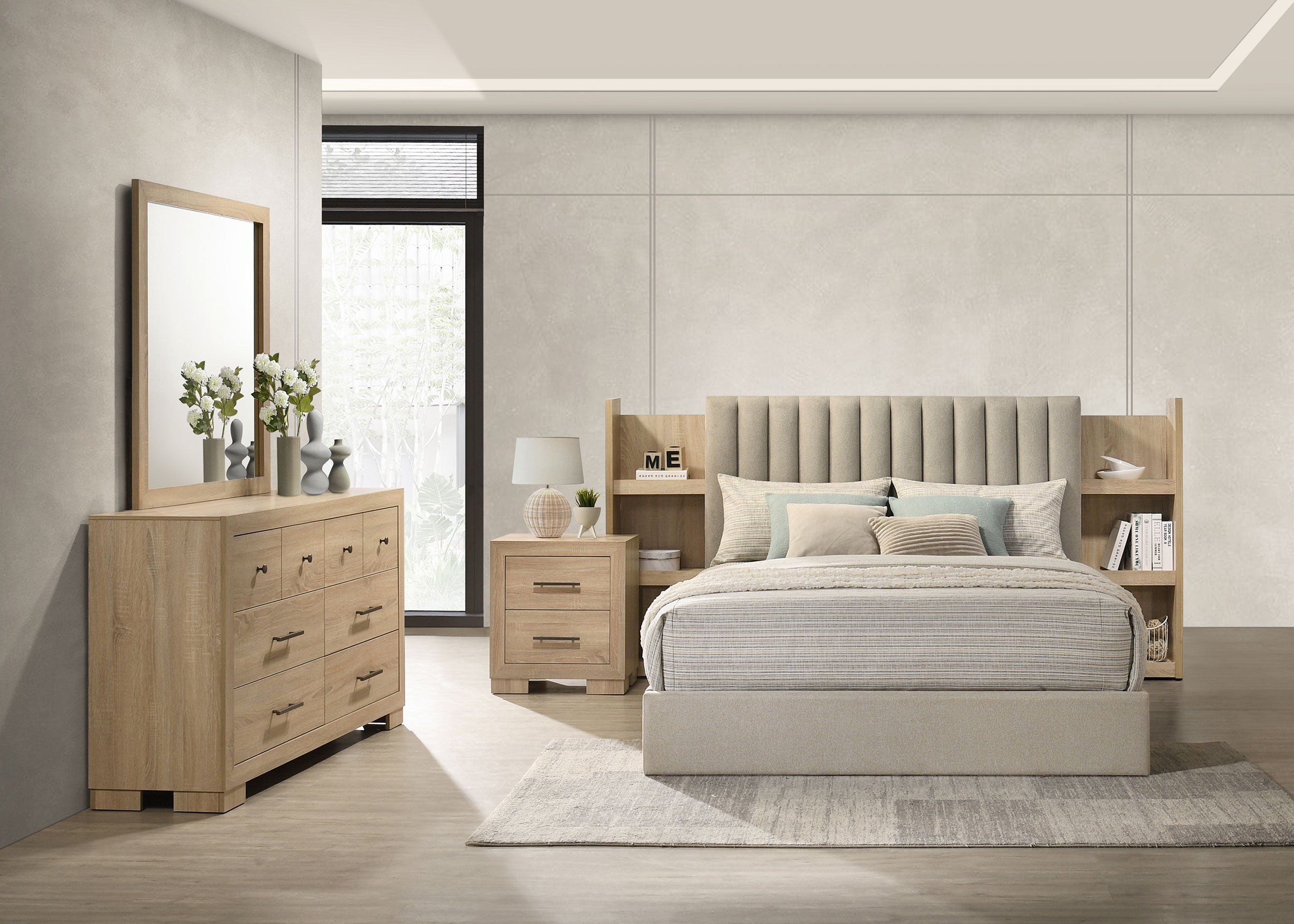 Arielle 4-piece Queen Bedroom Set Light Oak — view 1