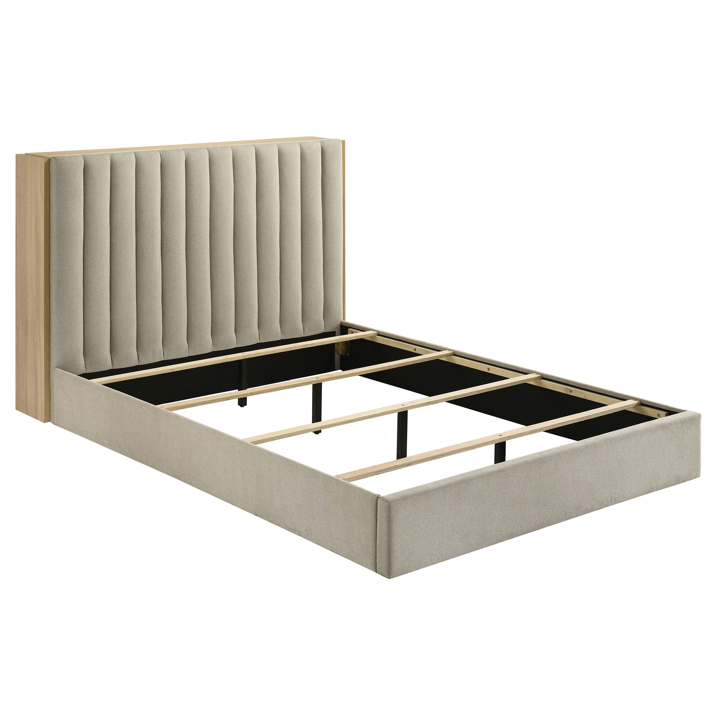 Arielle Queen Bookcase Panel Storage Bed Light Oak — view 4