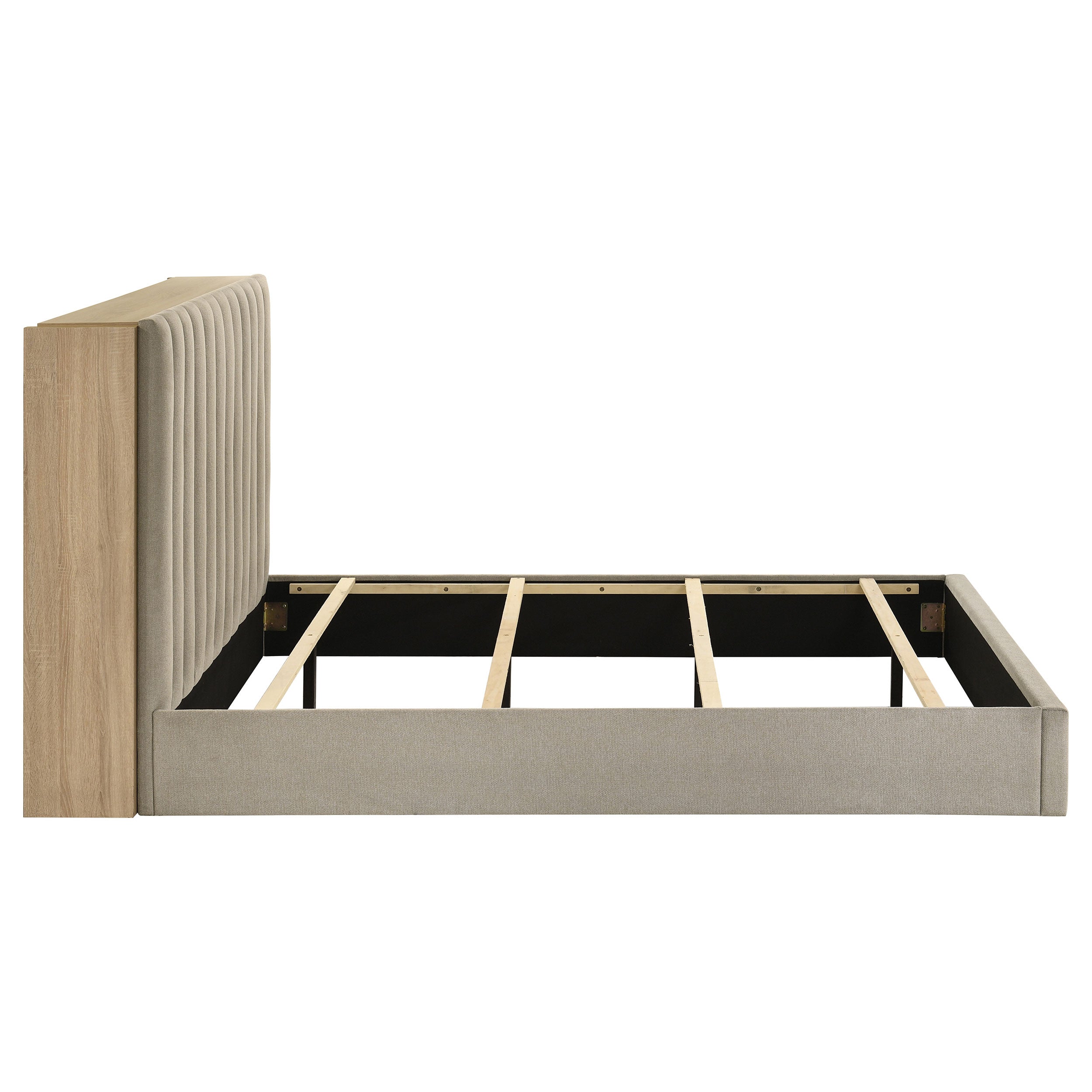 Arielle Queen Bookcase Panel Storage Bed Light Oak — view 8