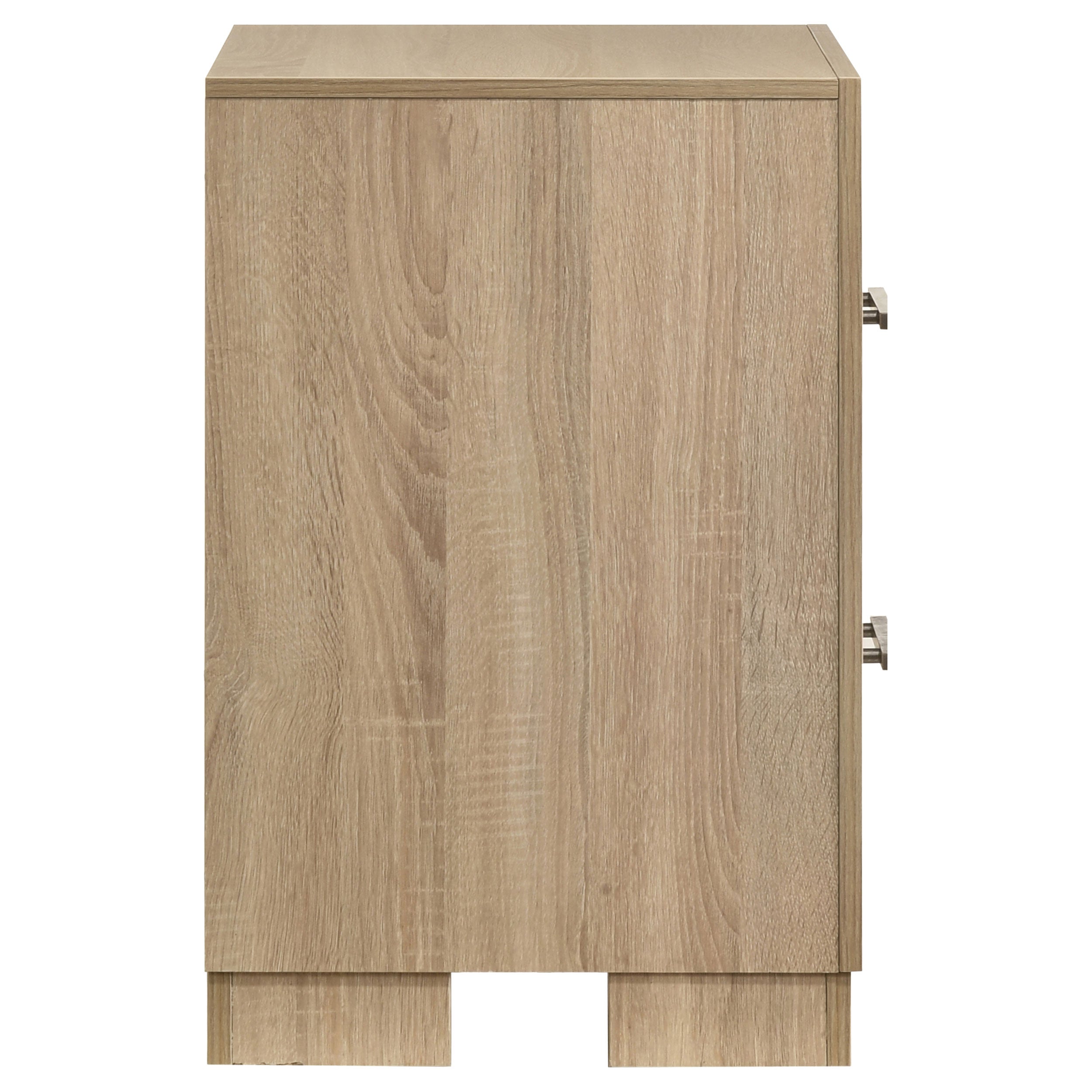 Arielle 2-drawer Bedroom Nightstand with Casters Light Oak — view 6