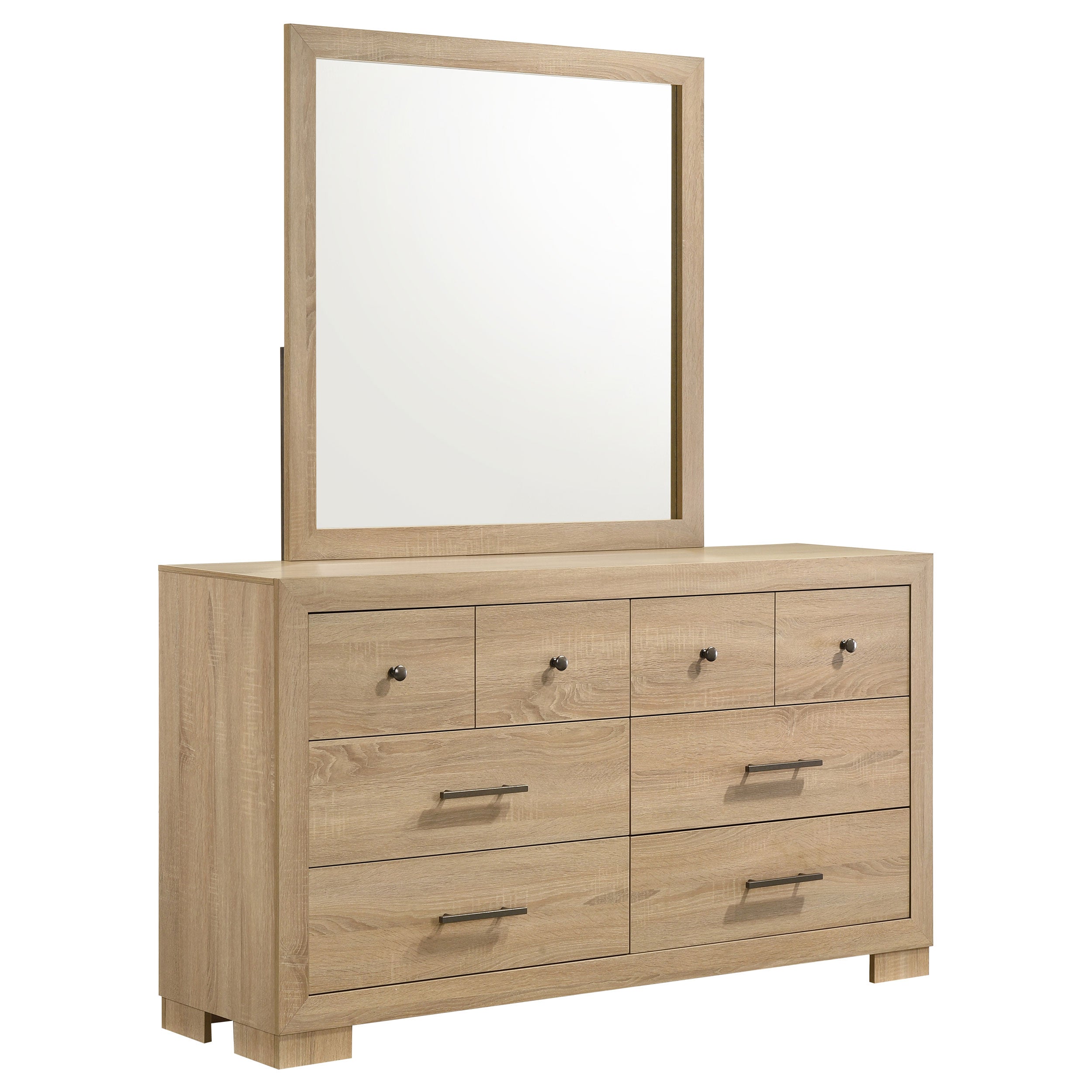 Arielle 6-drawer Bedroom Dresser with Mirror Light Oak — view 1