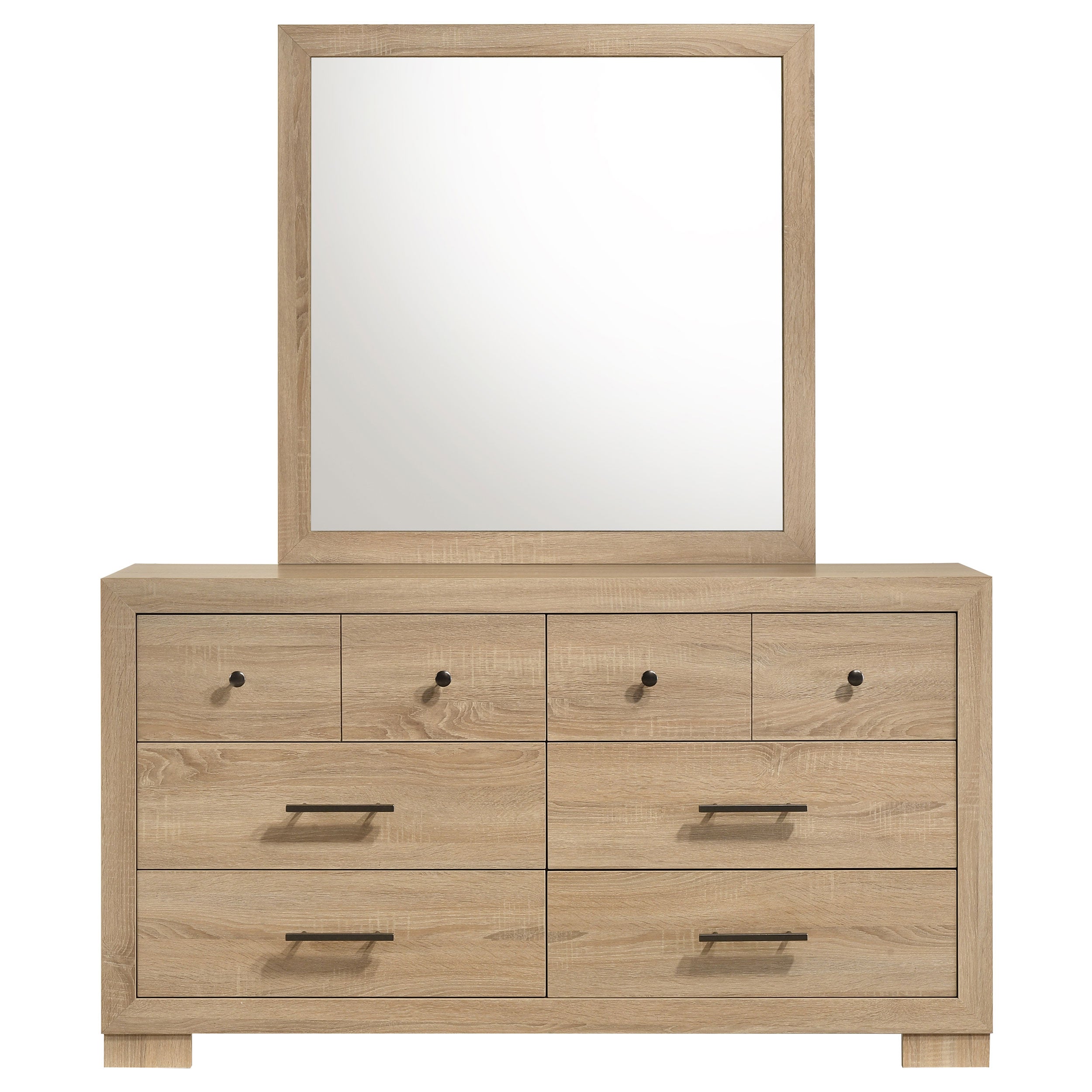 Arielle 6-drawer Bedroom Dresser with Mirror Light Oak — view 3