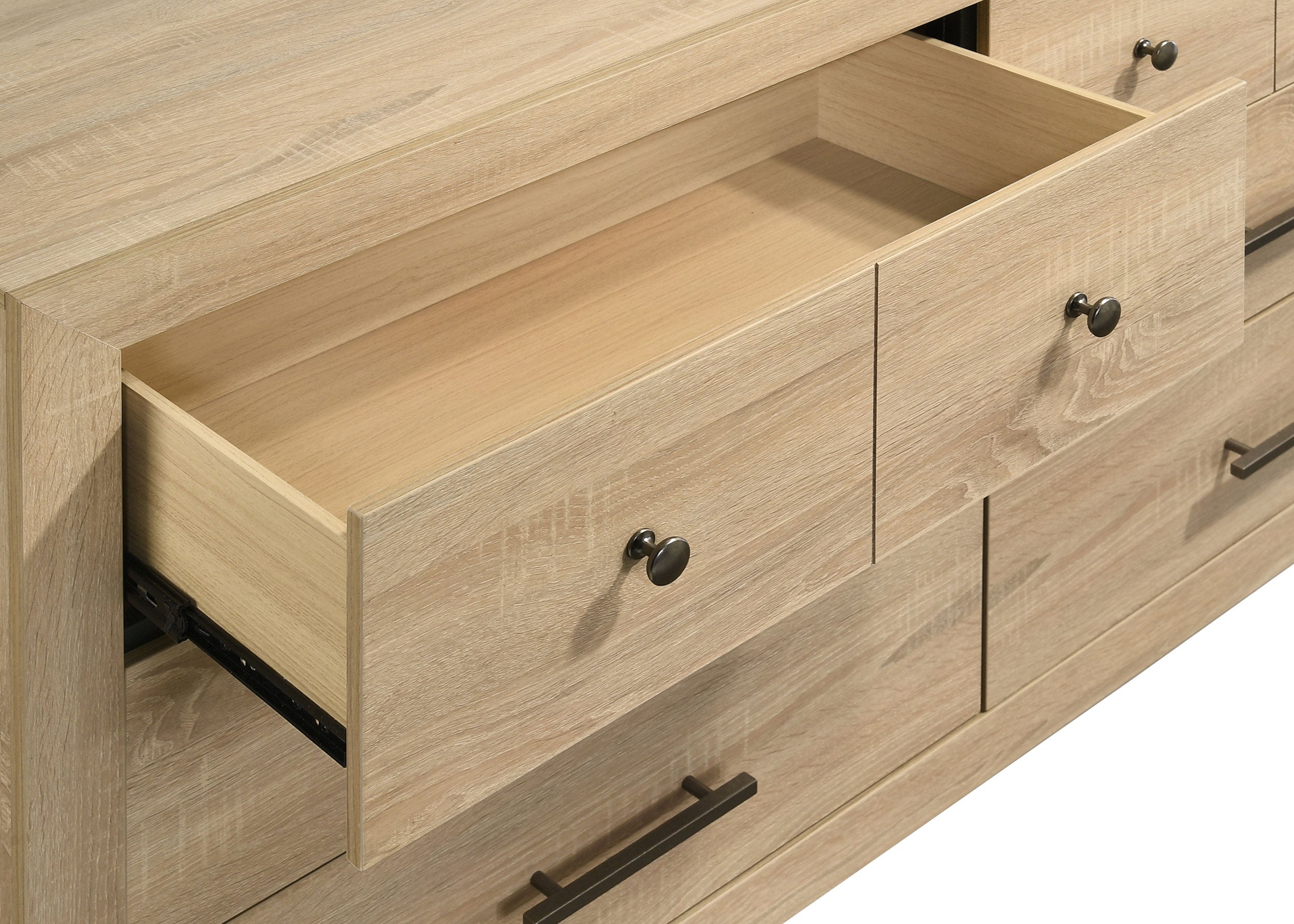 Arielle 6-drawer Bedroom Dresser with Mirror Light Oak — view 7
