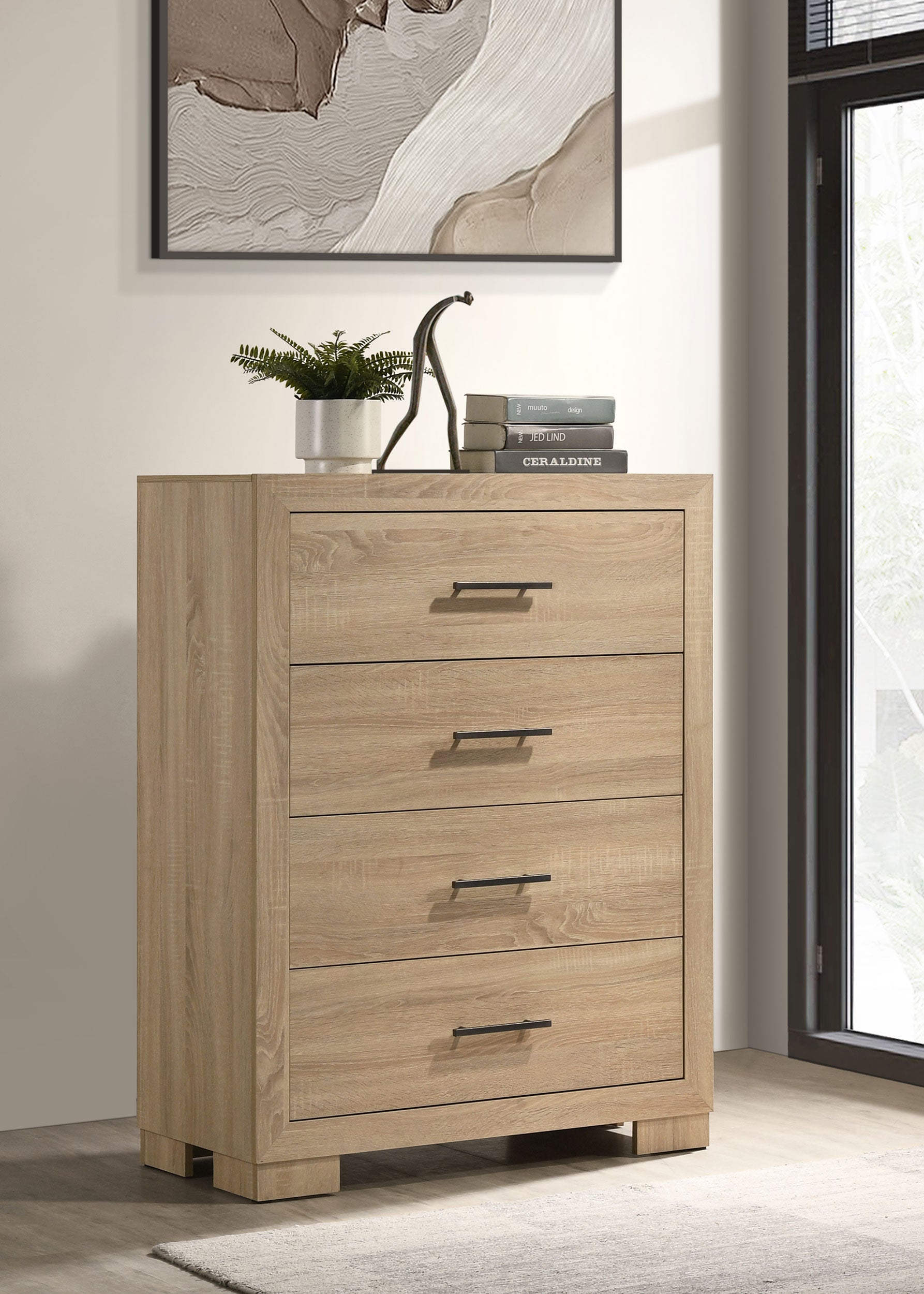Arielle 4-drawer Bedroom Chest of Drawers Light Oak — view 2