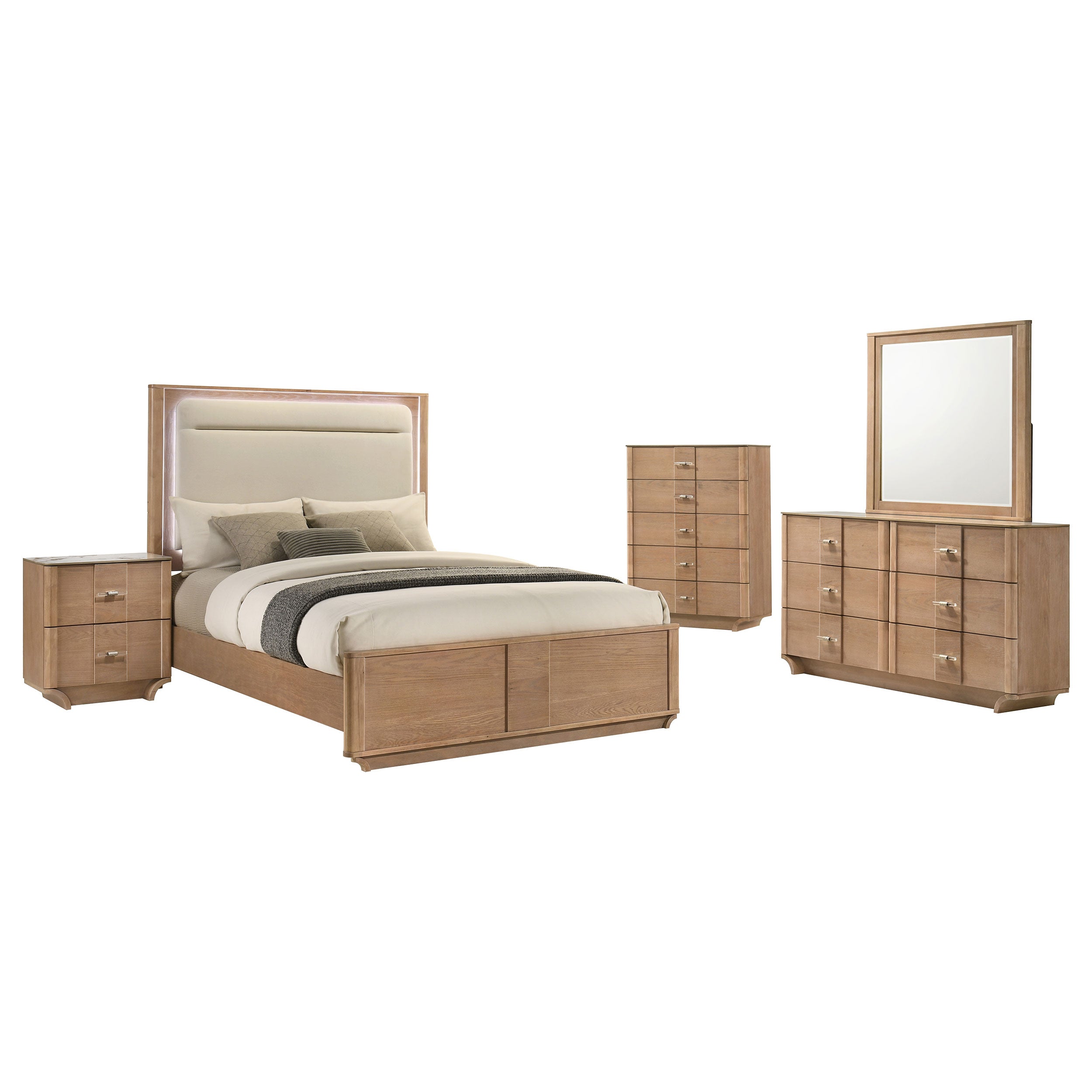 Leanne 5-piece Queen Bedroom Set Light Oak — view 2