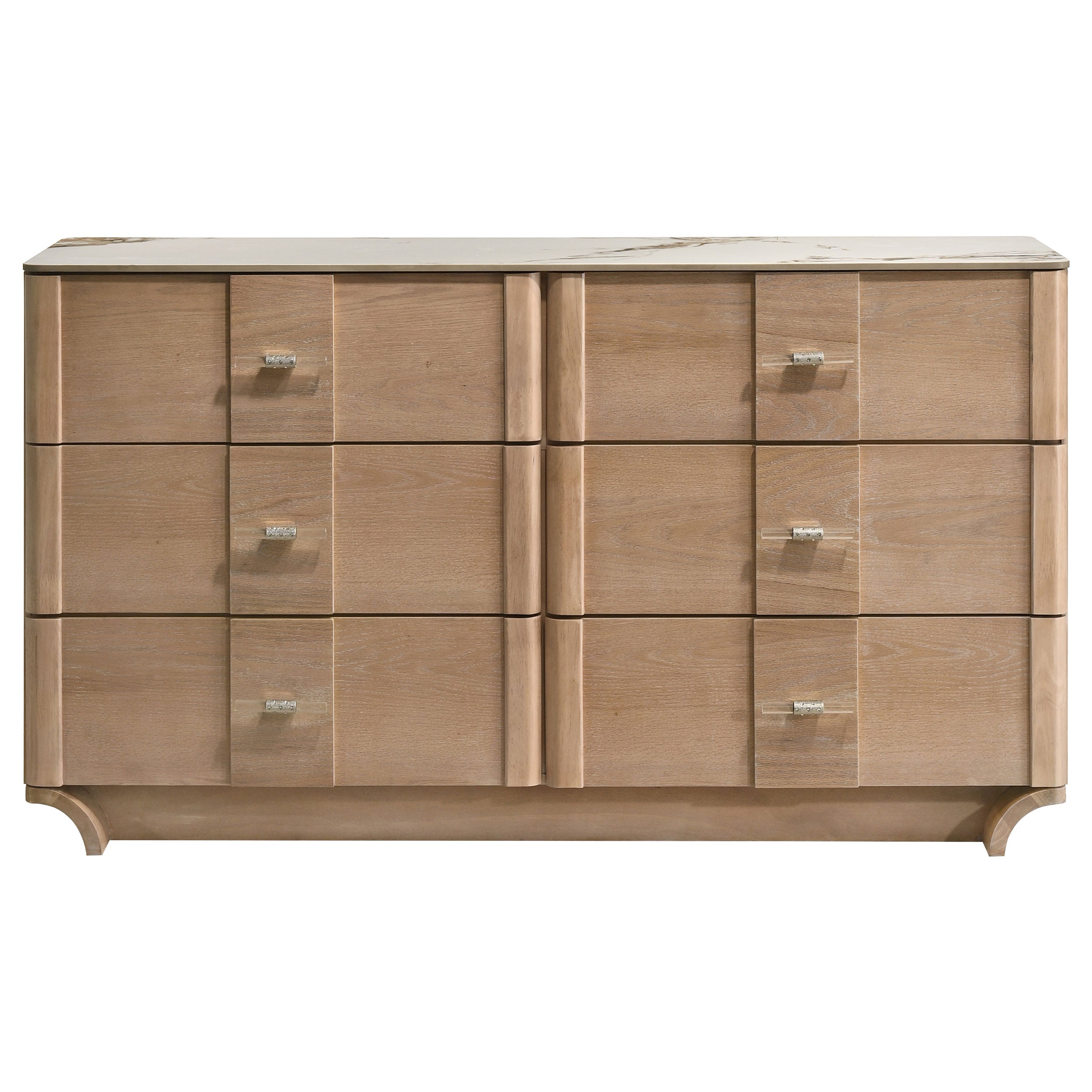 Leanne 6-drawer Sinter Stone Top Dresser Cabinet Light Oak — view 3