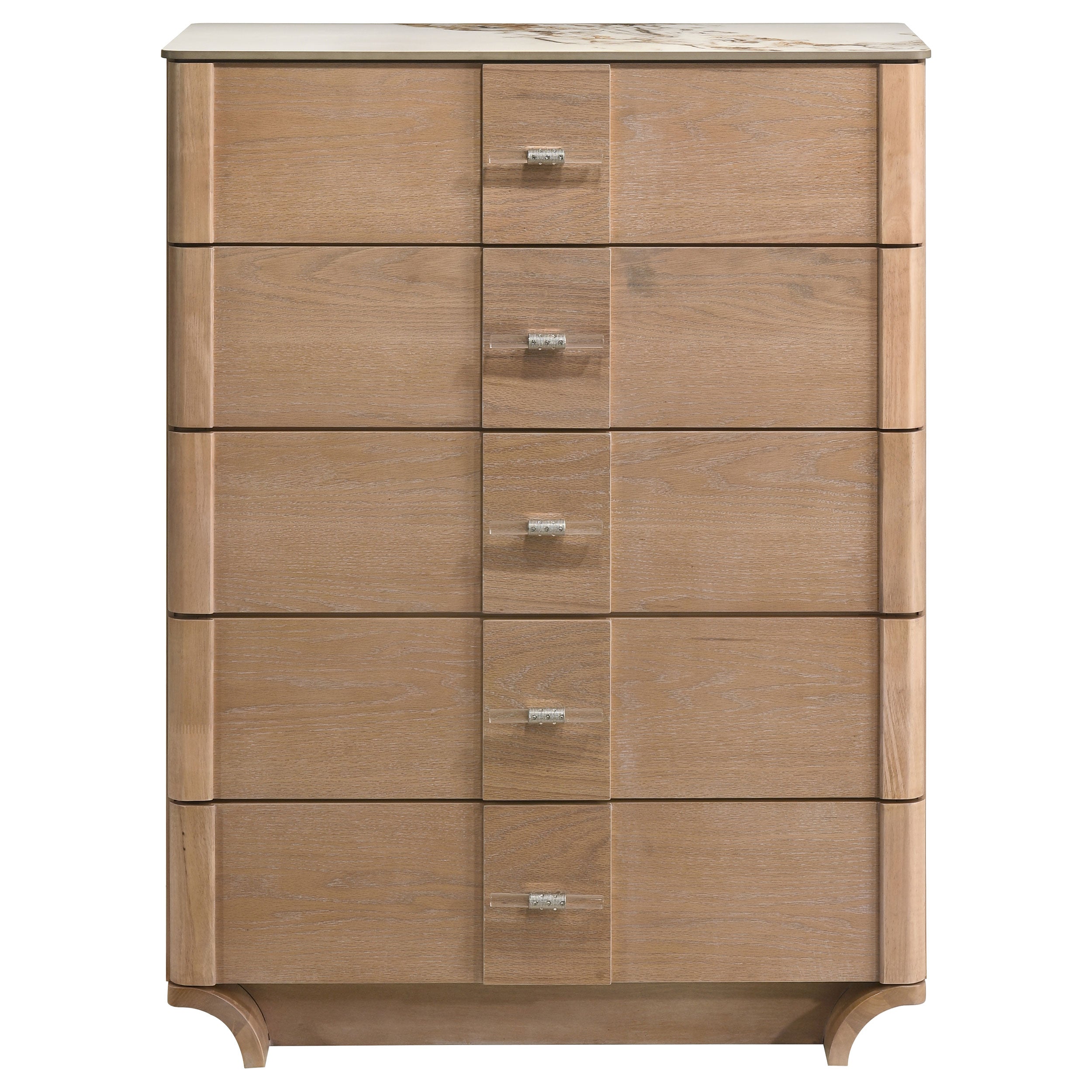 Leanne 5-drawer Sinter Stone Top Chest of Drawers Light Oak — view 3