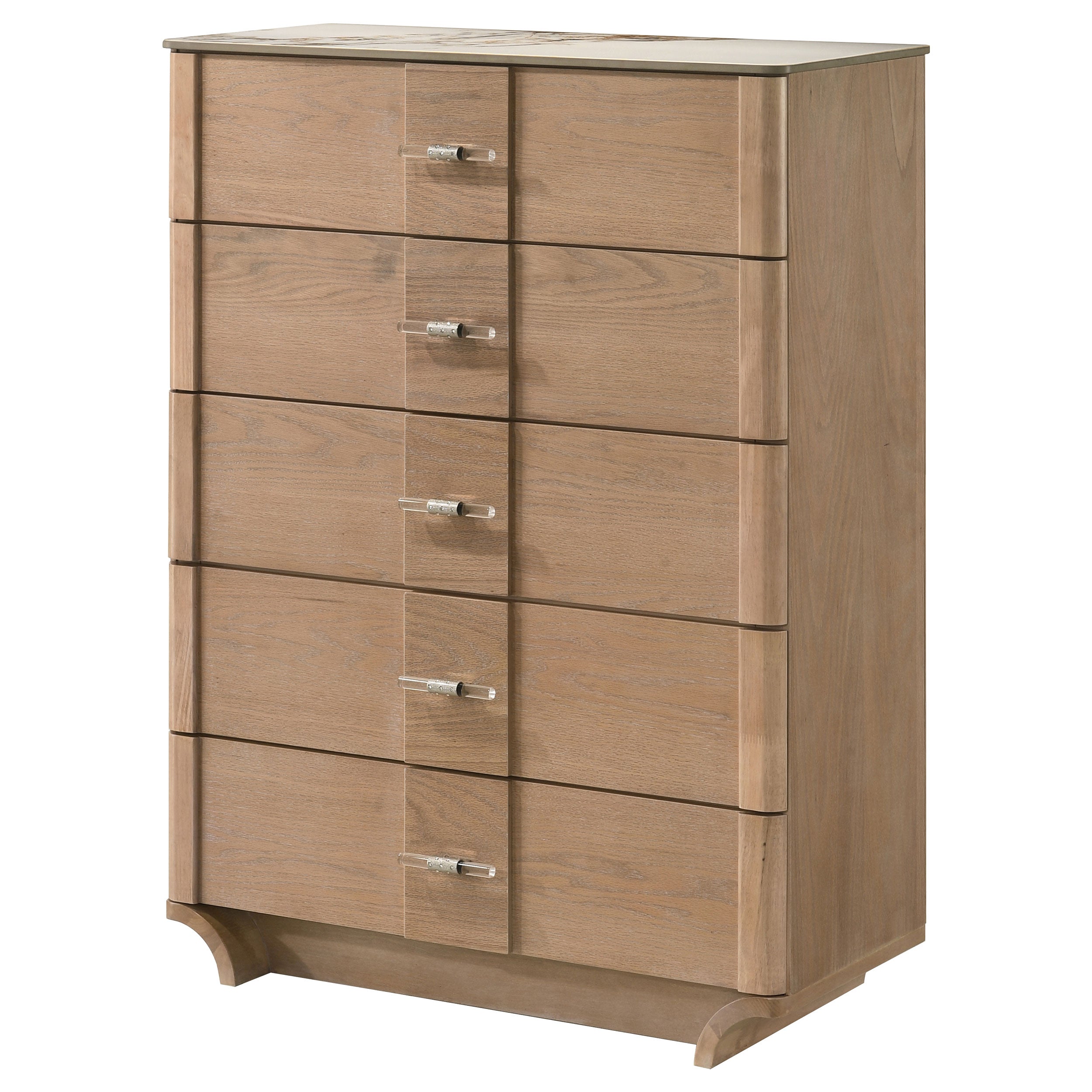 Leanne 5-drawer Sinter Stone Top Chest of Drawers Light Oak — view 4