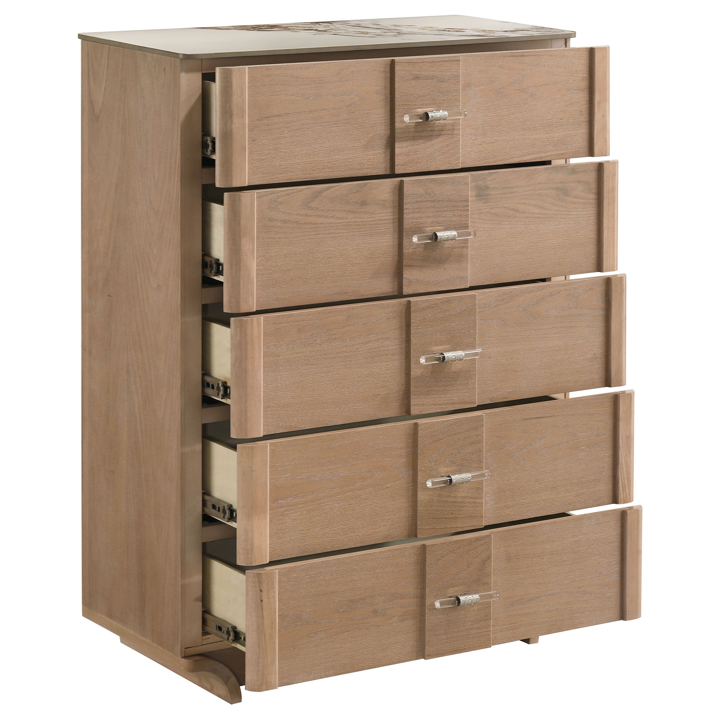 Leanne 5-drawer Sinter Stone Top Chest of Drawers Light Oak — view 10