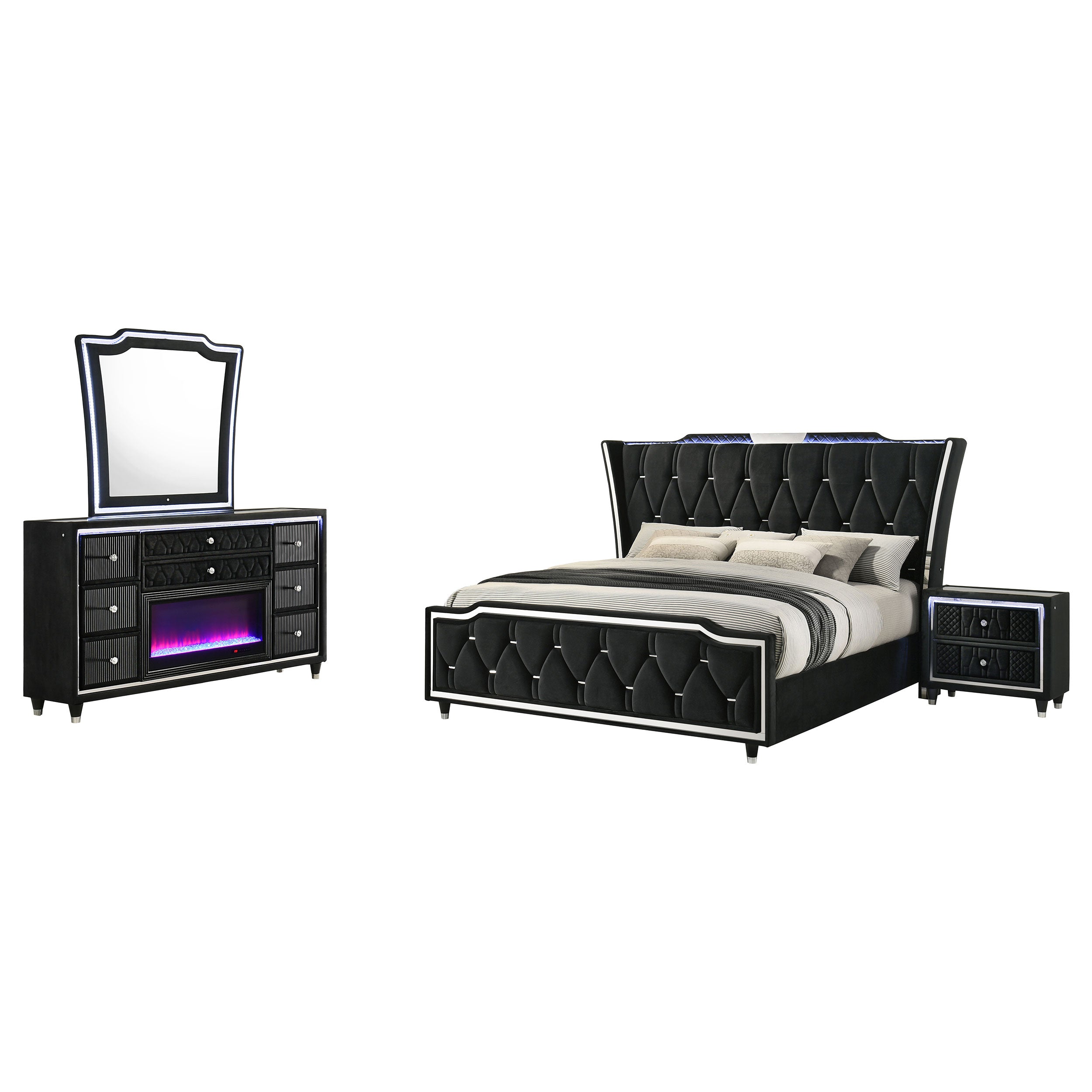 Lorient 4-piece Eastern King Bedroom Set Black — view 2