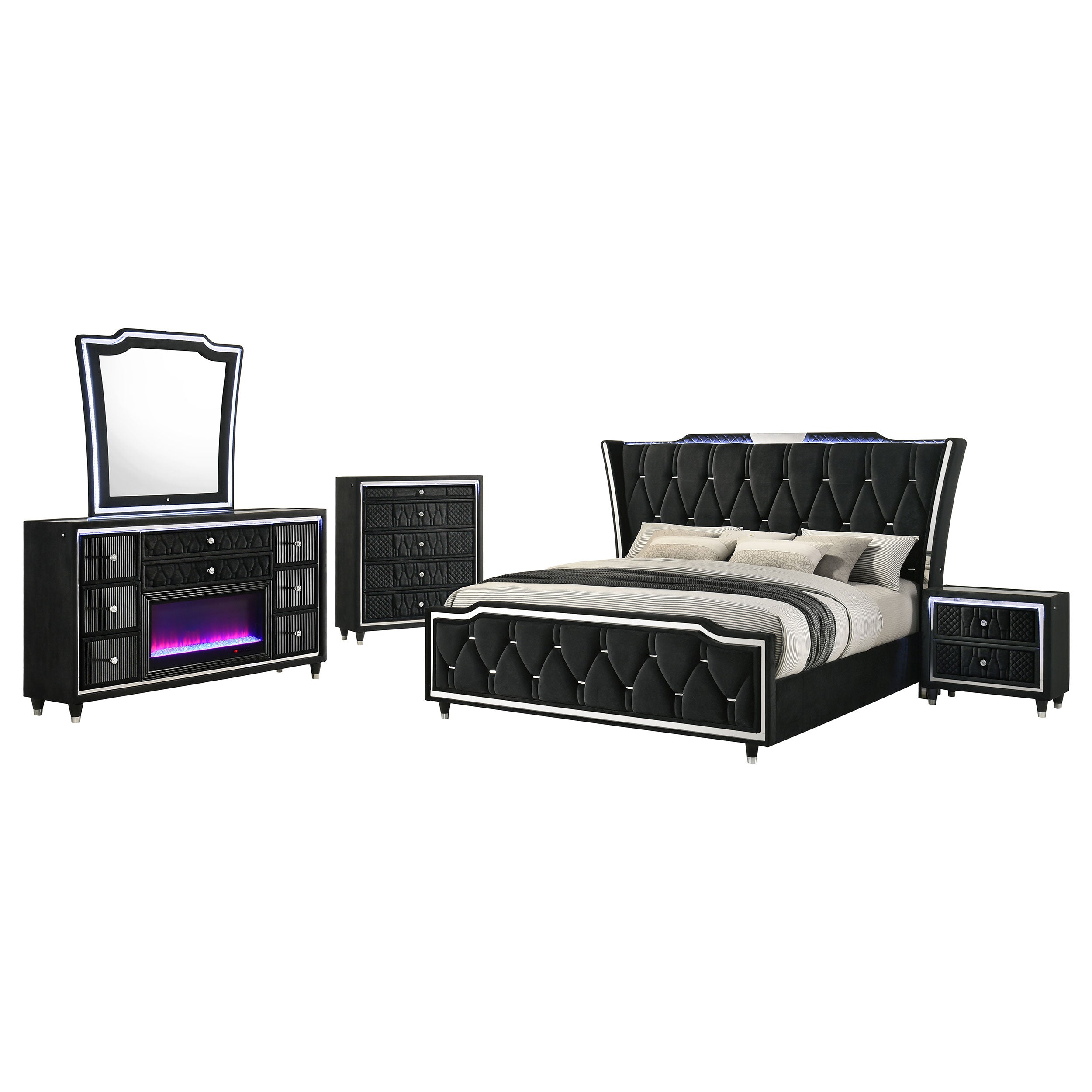 Lorient 5-piece Eastern King Bedroom Set Black — view 2
