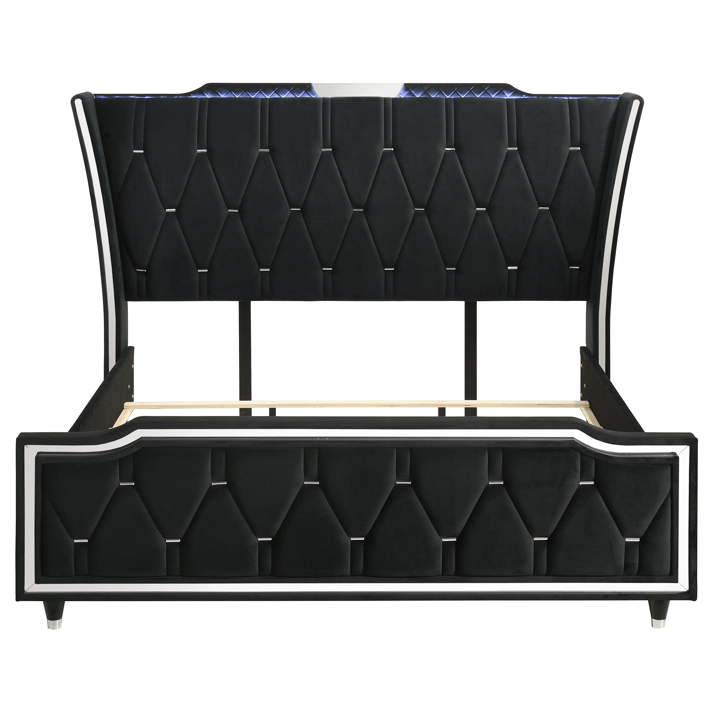 Lorient Eastern King LED Upholstered Bed Black — view 4