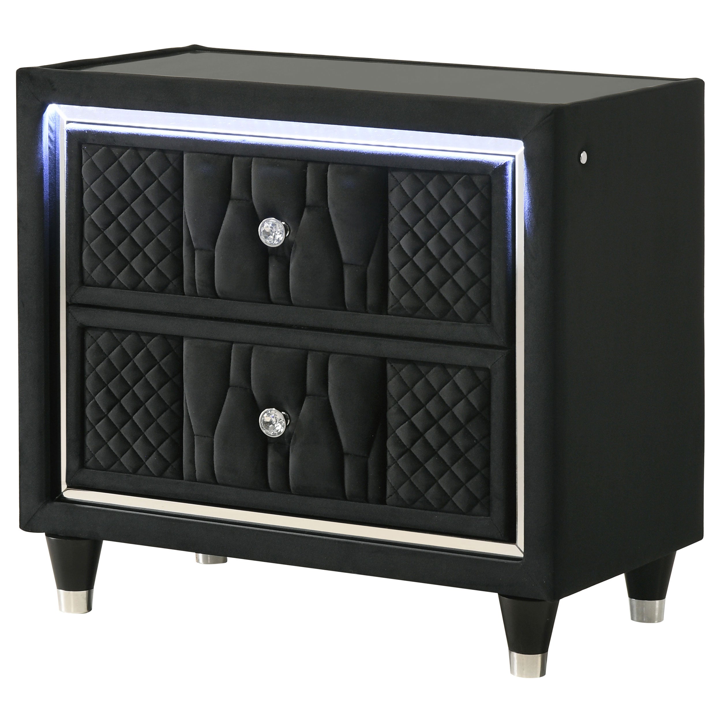 Lorient 2-drawer LED Nightstand with USB Black — view 4