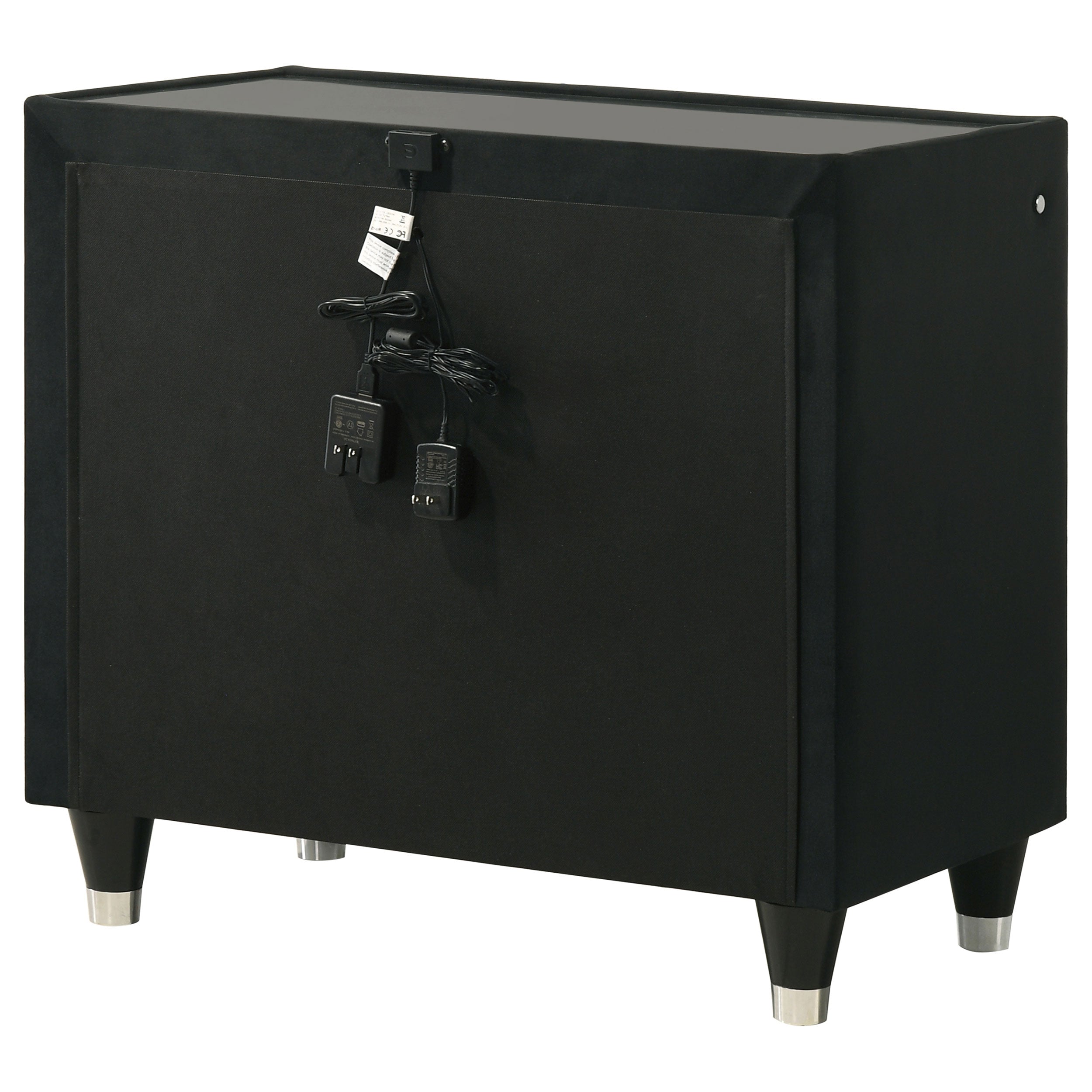Lorient 2-drawer LED Nightstand with USB Black — view 8