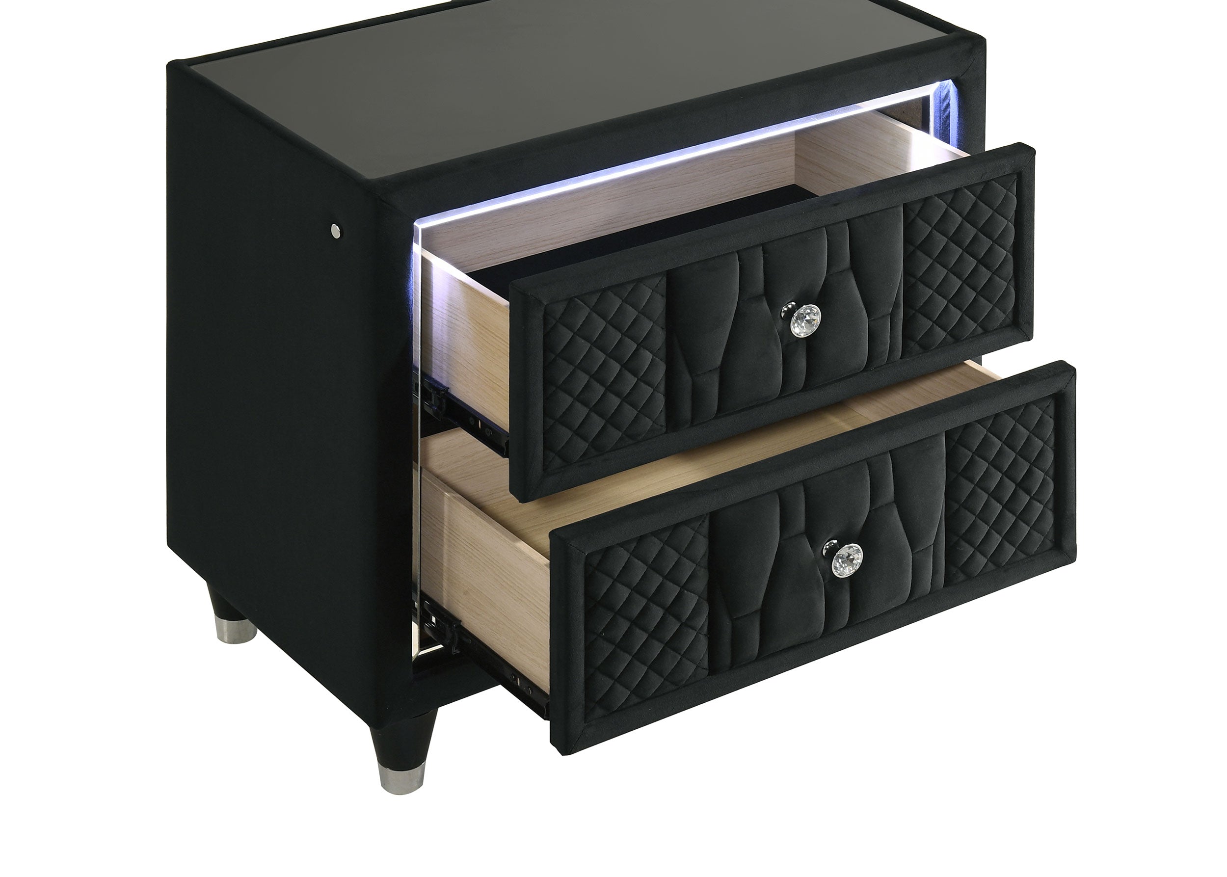 Lorient 2-drawer LED Nightstand with USB Black — view 10