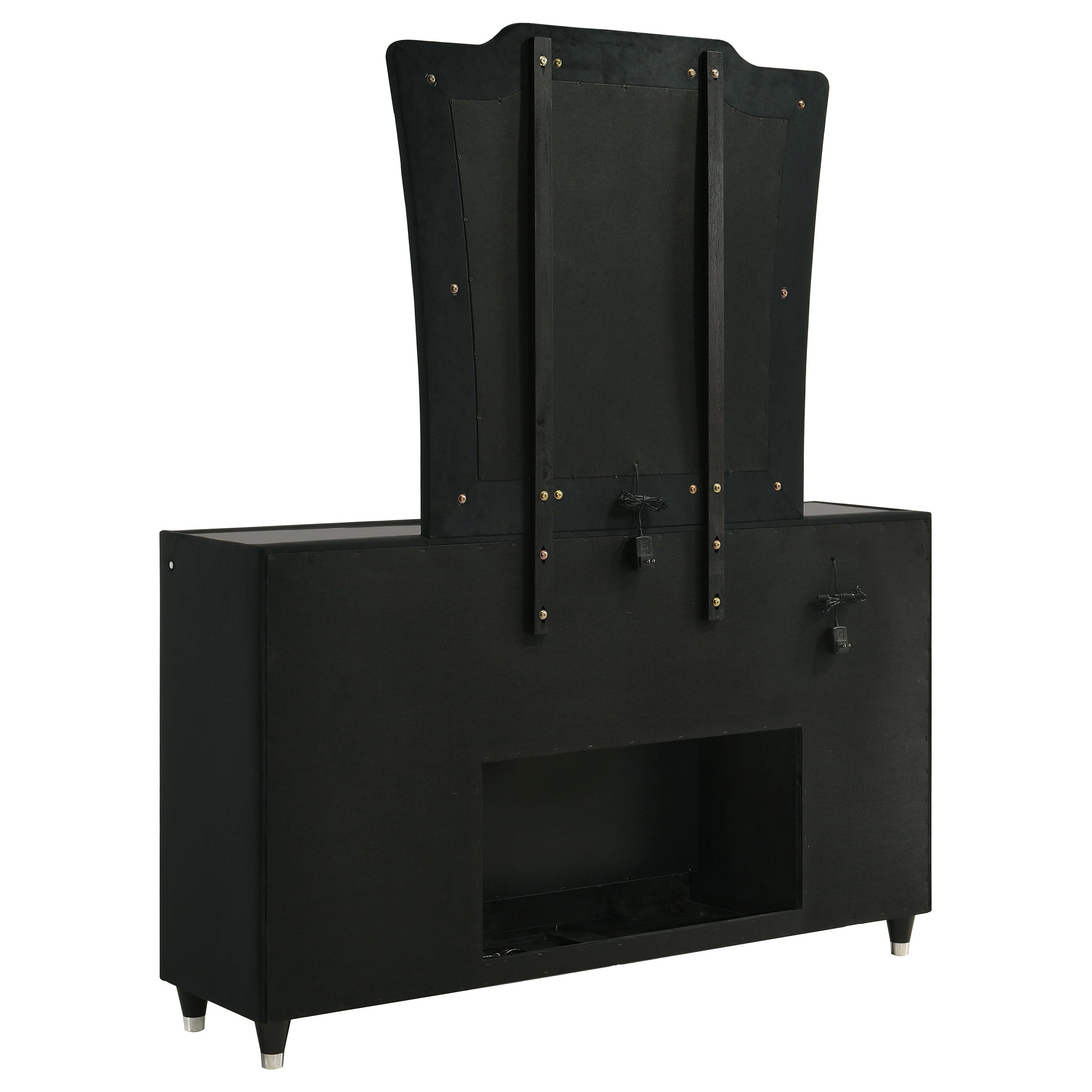 Lorient 8-drawer LED Flame Box Dresser and Mirror Black — view 6