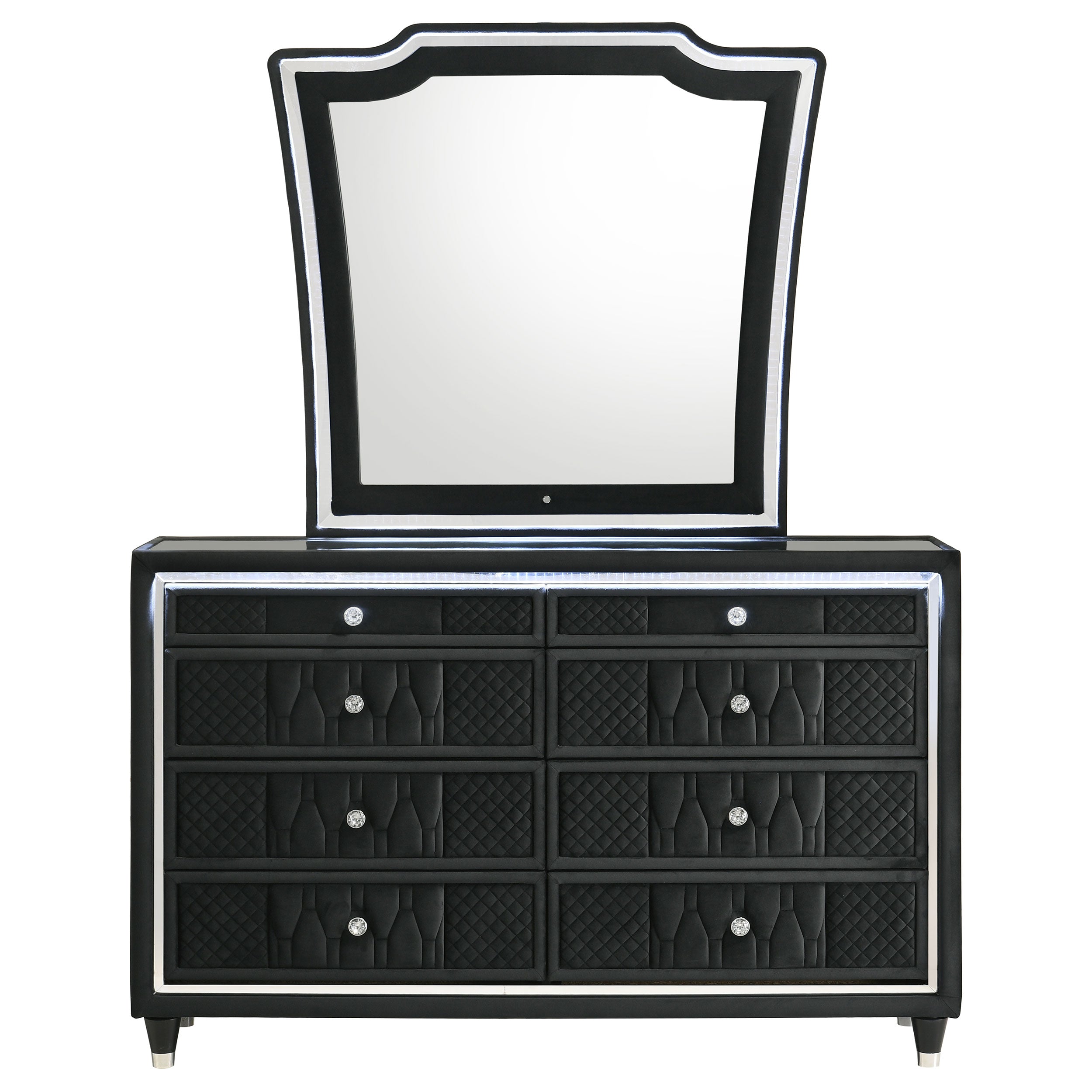 Lorient 8-drawer LED Dresser with Mirror Black — view 3