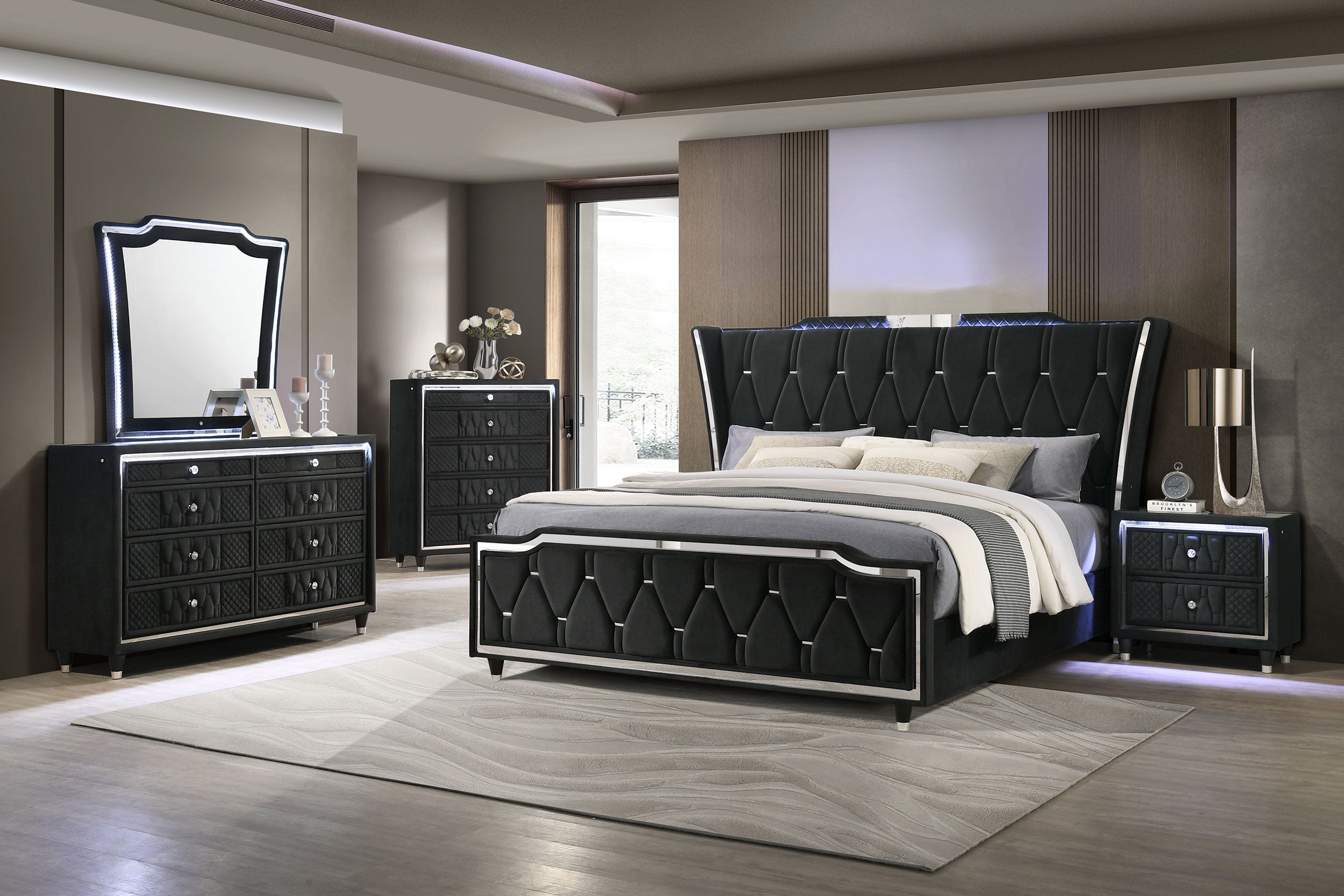Lorient 5-drawer LED Chest of Drawers Black — view 15