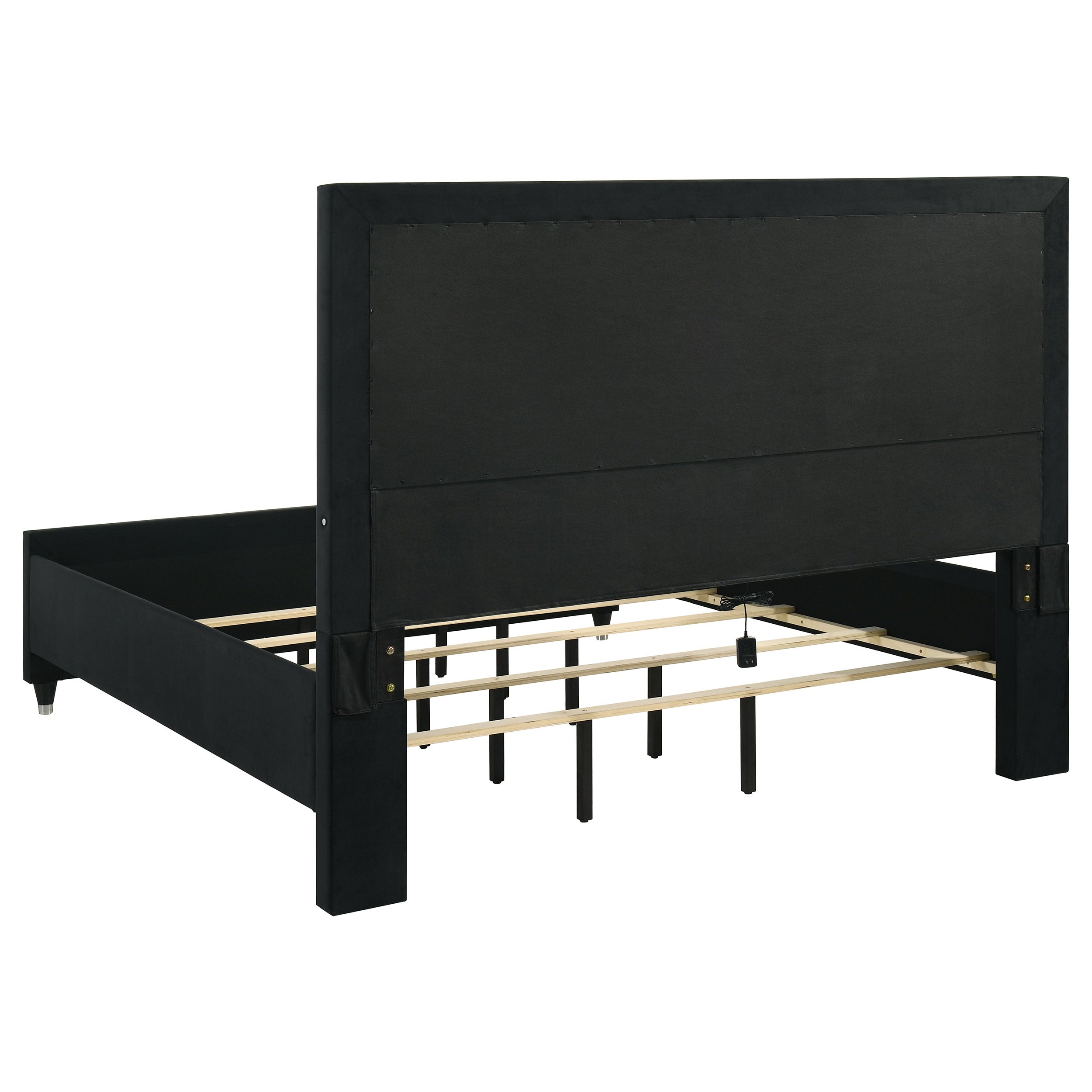 Ravenne 4-piece Velvet Upholstered Eastern King LED Bedroom Set Black — view 4