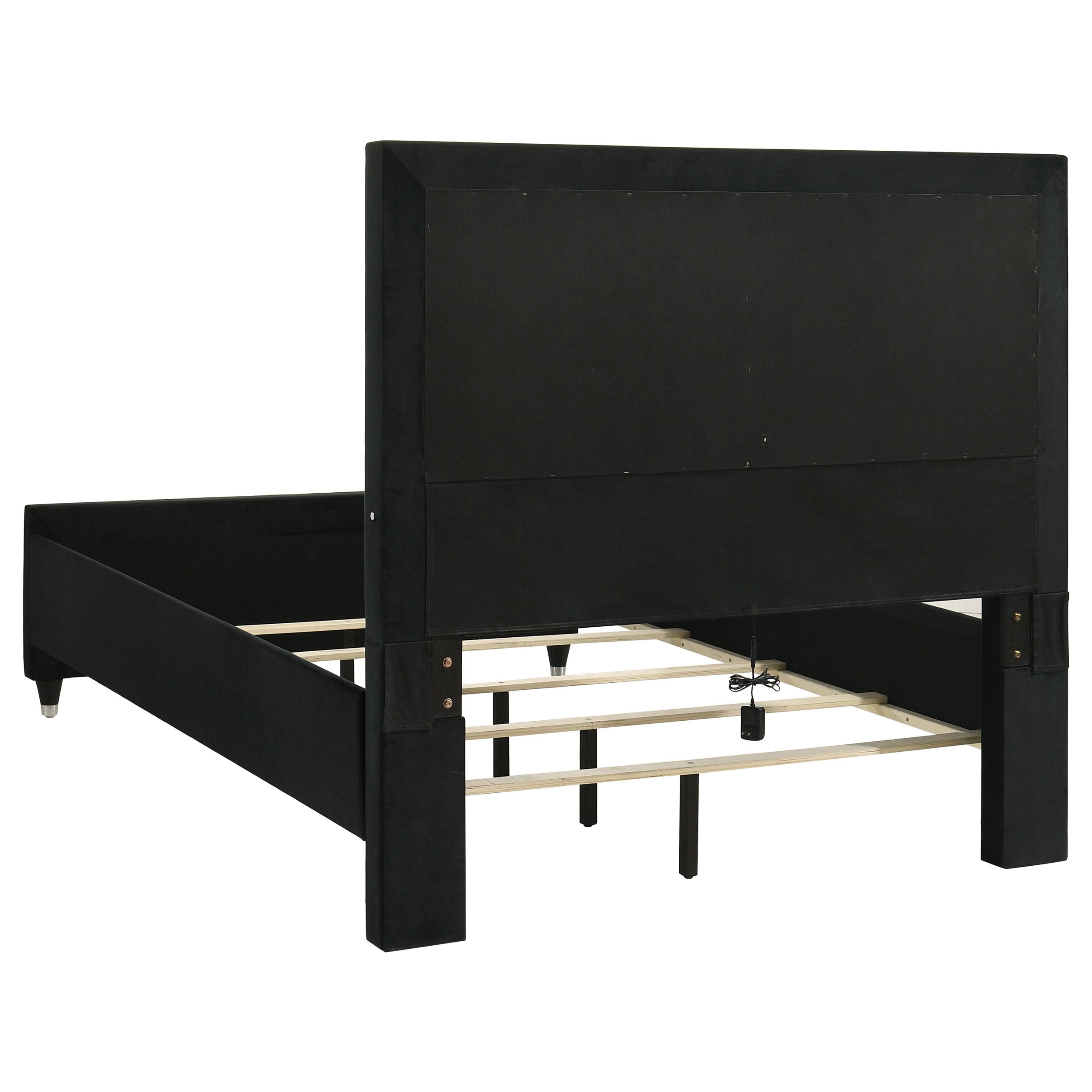 Ravenne 4-piece Velvet Upholstered Queen LED Bedroom Set Black — view 4