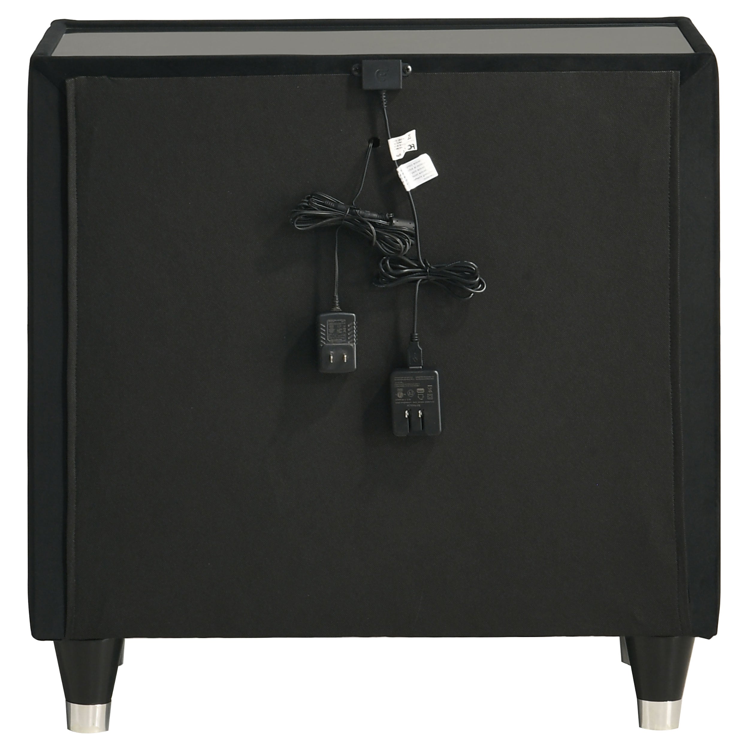Ravenne 2-drawer Velvet Upholstered LED Nightstand with USB Black — view 7