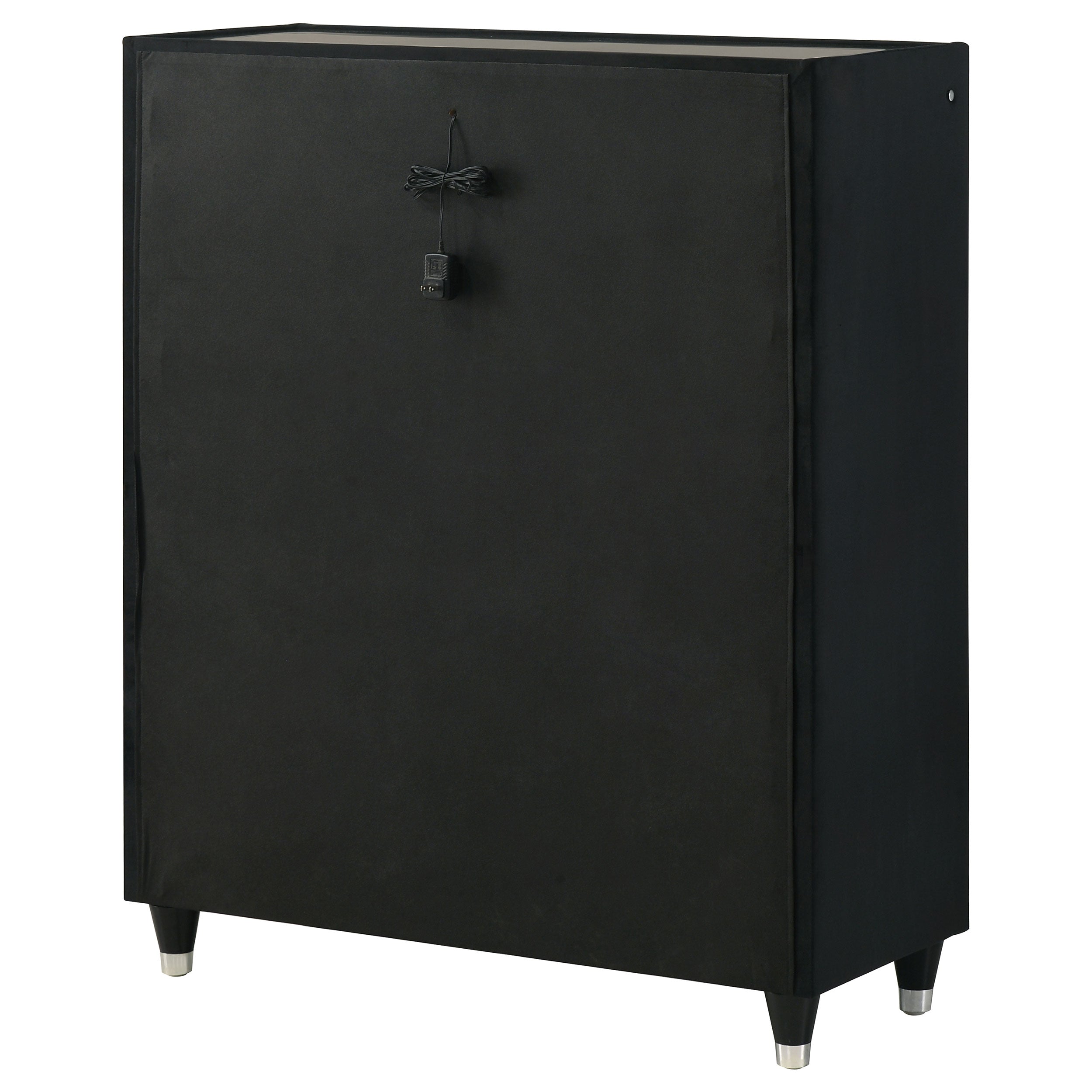 Ravenne 5-drawer Velvet Upholstered LED Chest of Drawers Black — view 8