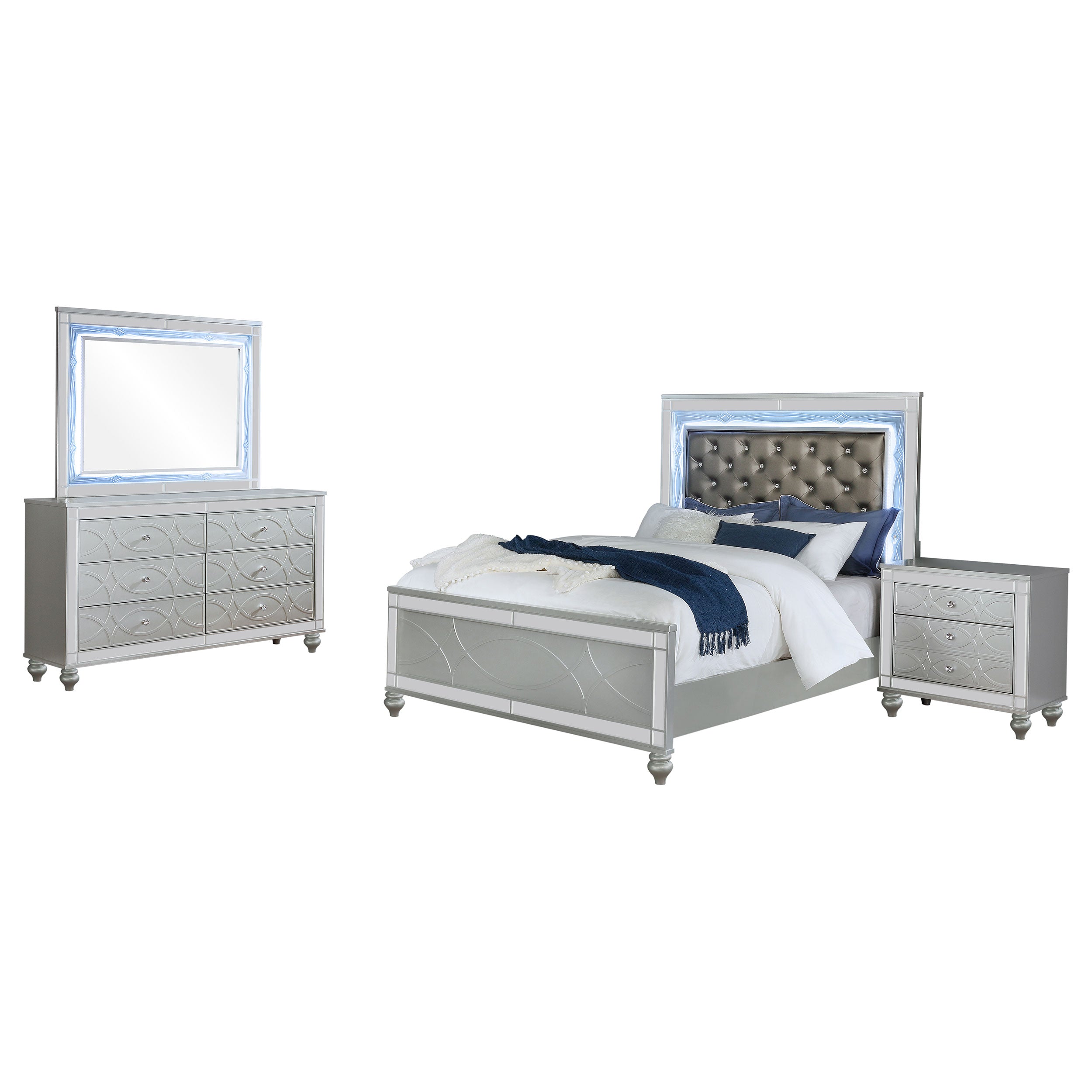 Gunnison 4-piece Eastern King Bedroom Set Silver Metallic — view 2