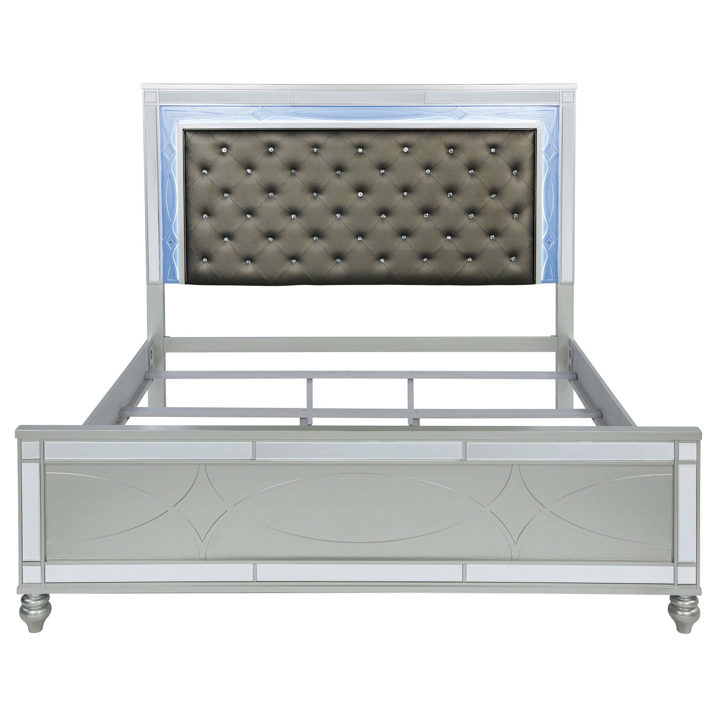Gunnison Wood Eastern King LED Panel Bed Silver Metallic — view 4