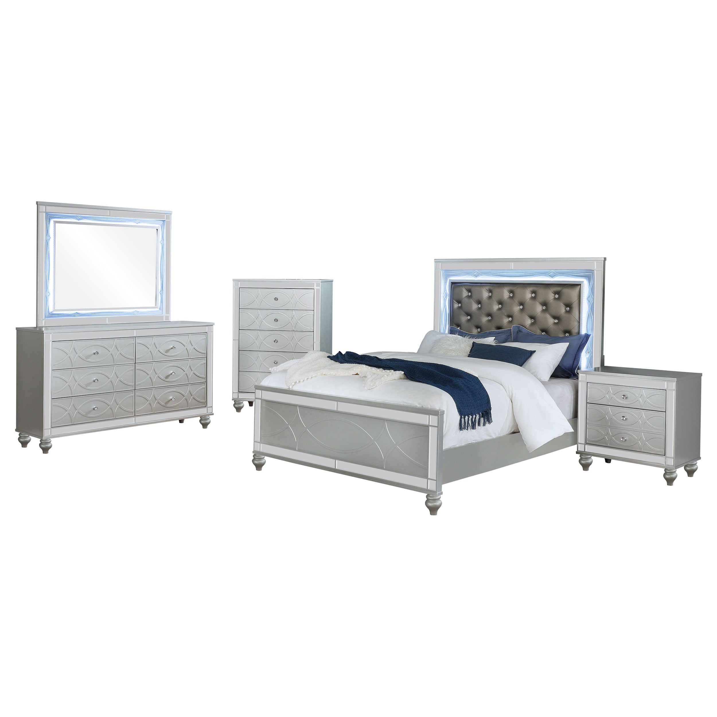Gunnison 5-piece California King Bedroom Set Silver Metallic — view 2