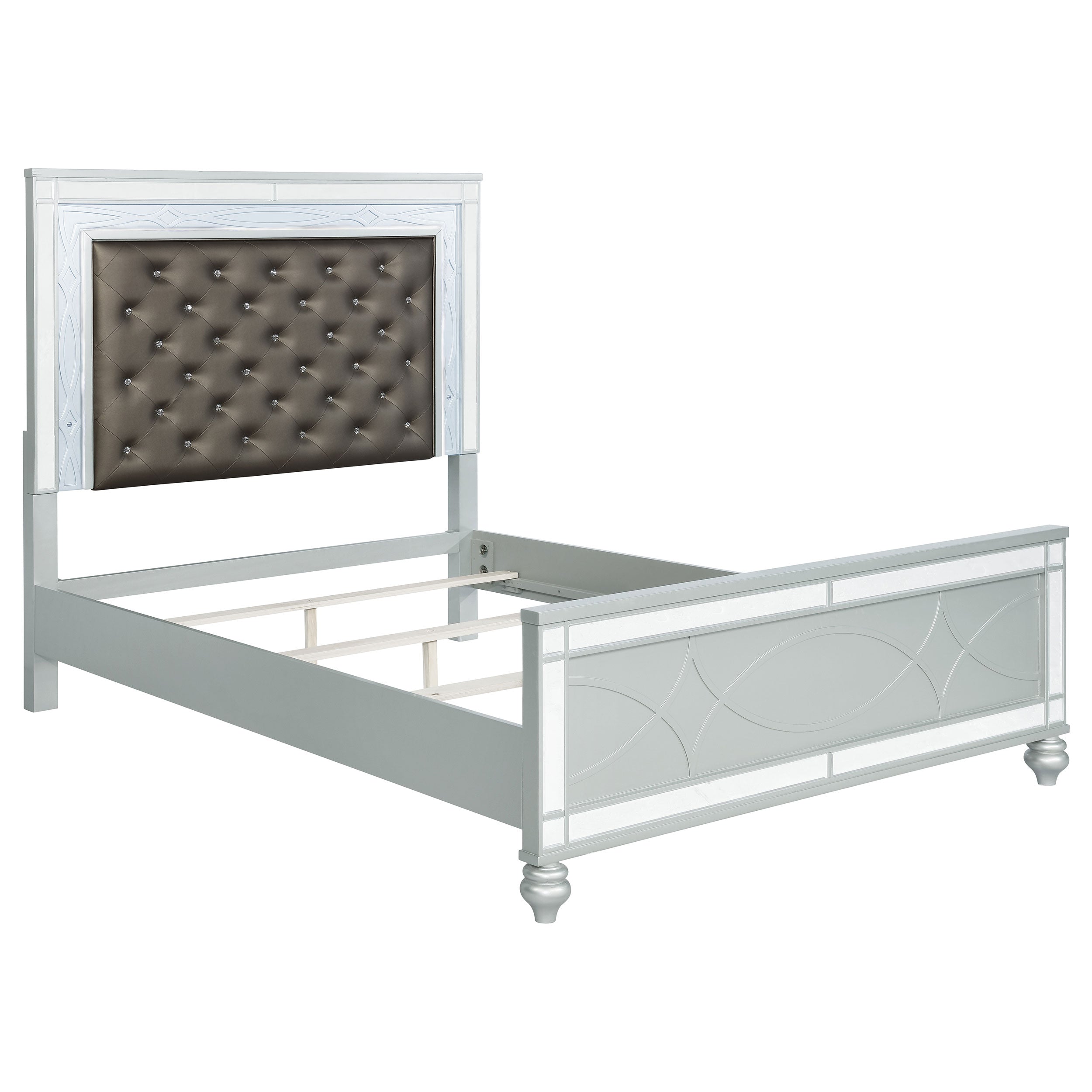 Gunnison Wood California King LED Panel Bed Silver Metallic — view 1