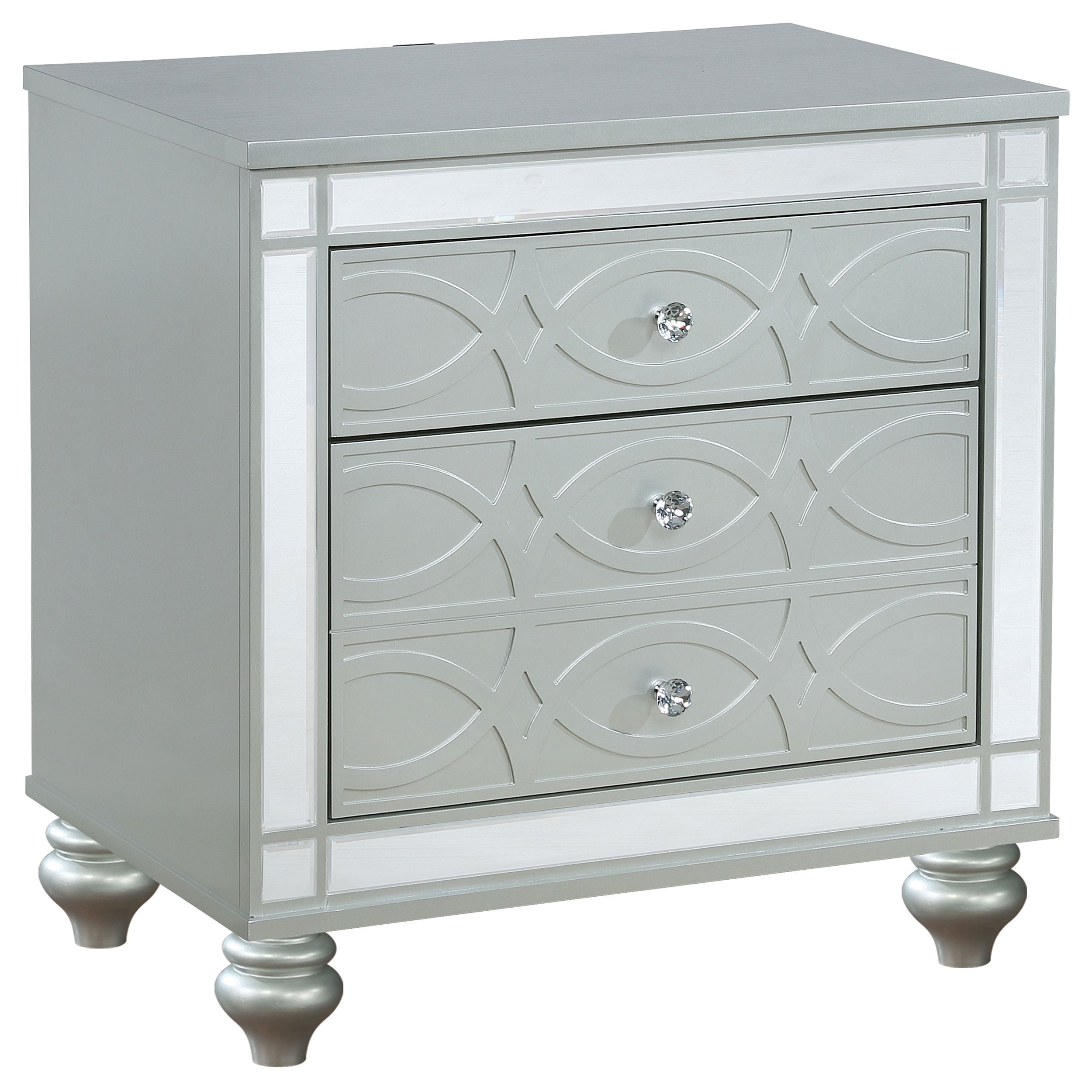 Gunnison 2-drawer Nightstand Silver Metallic — view 1