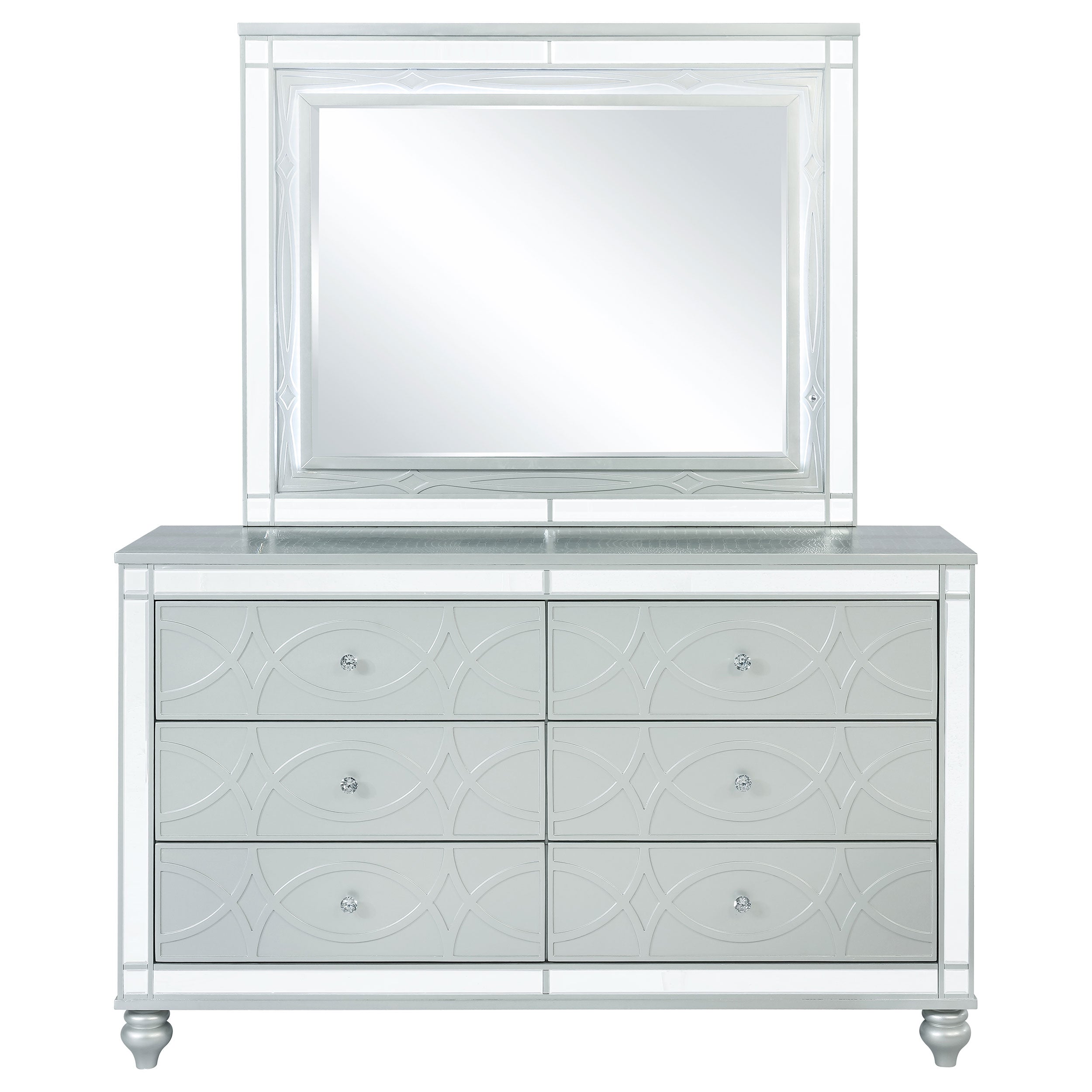 Gunnison 6-drawer Dresser with Mirror Silver Metallic — view 3