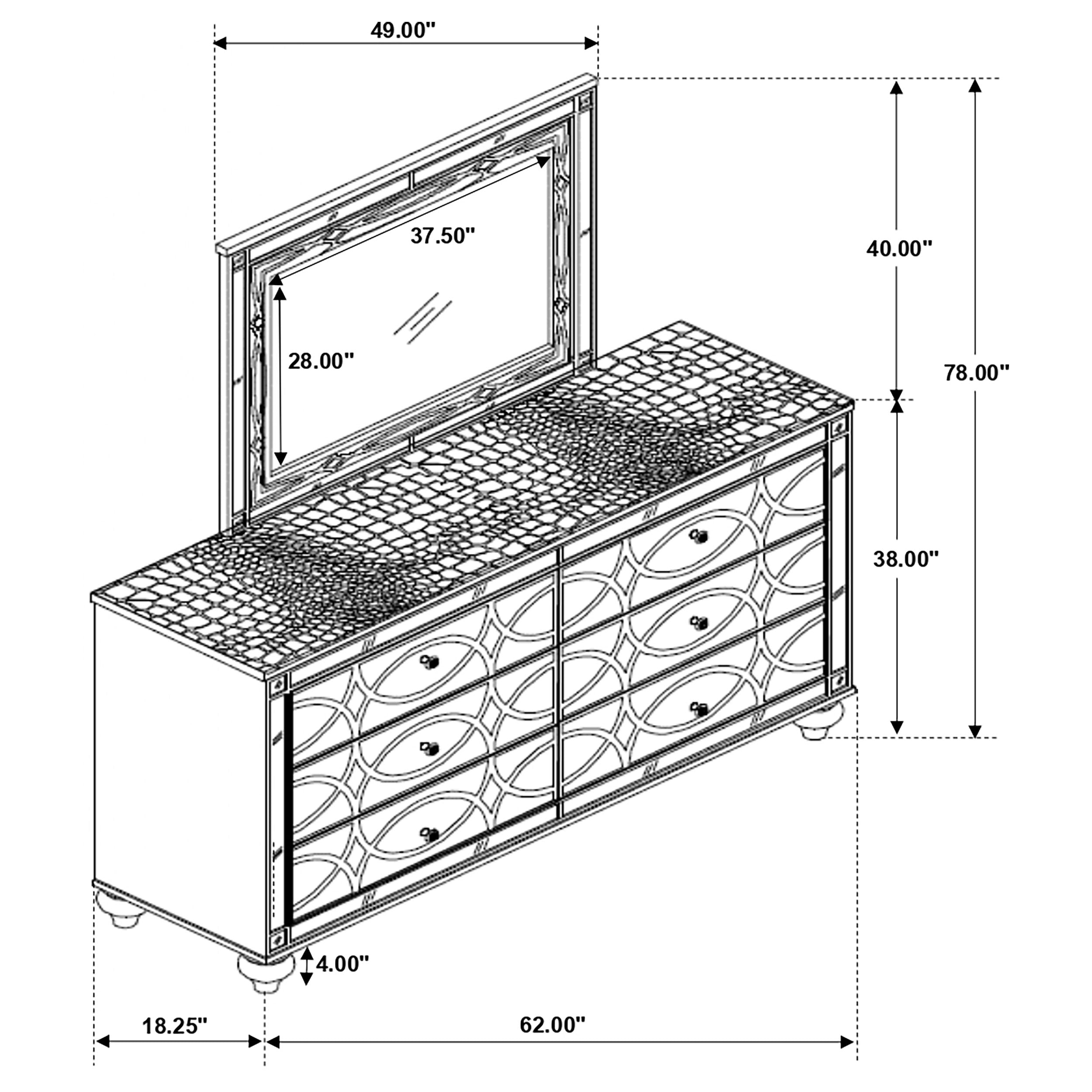 Gunnison 6-drawer Dresser with Mirror Silver Metallic — view 14