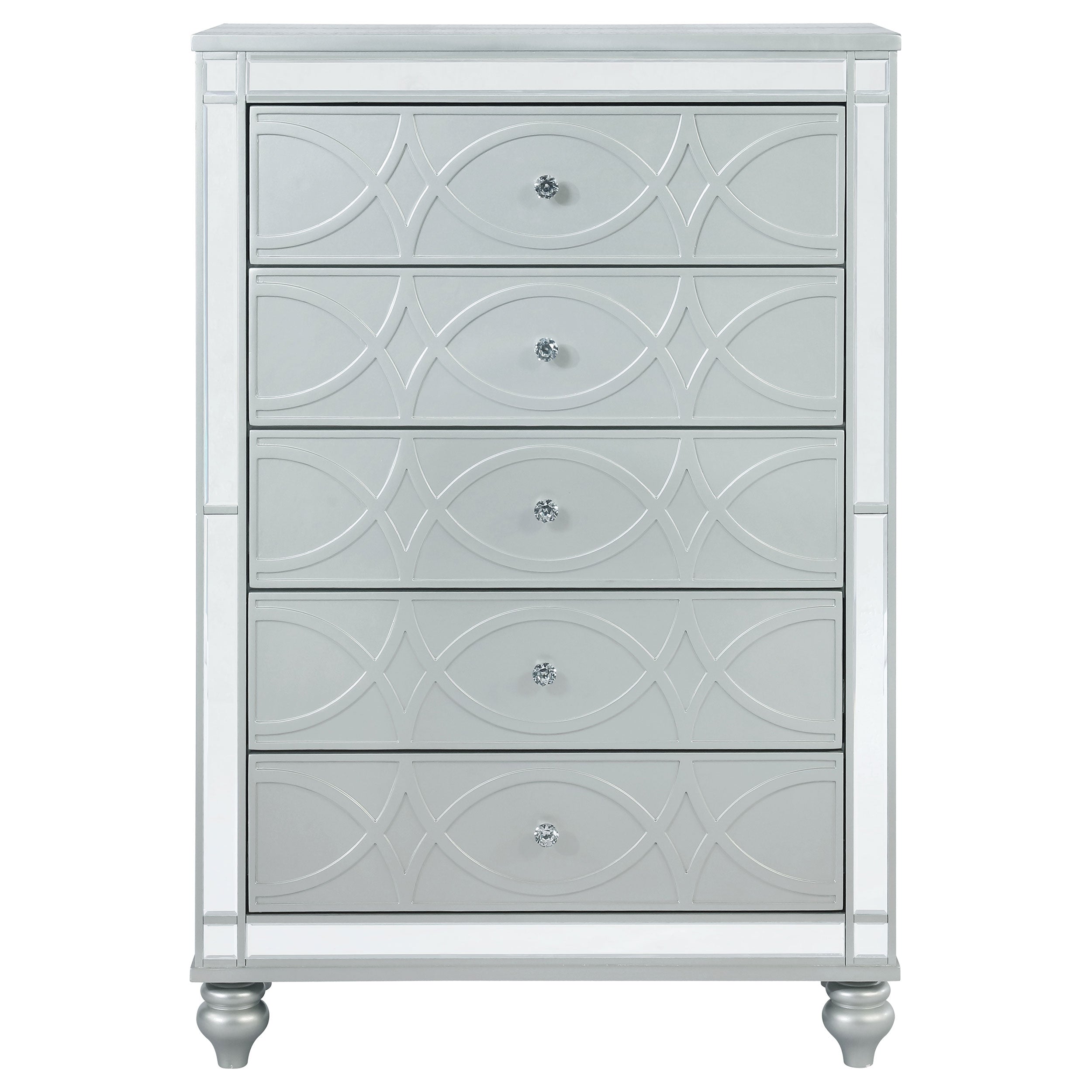 Gunnison 5-drawer Bedroom Chest Silver Metallic — view 3