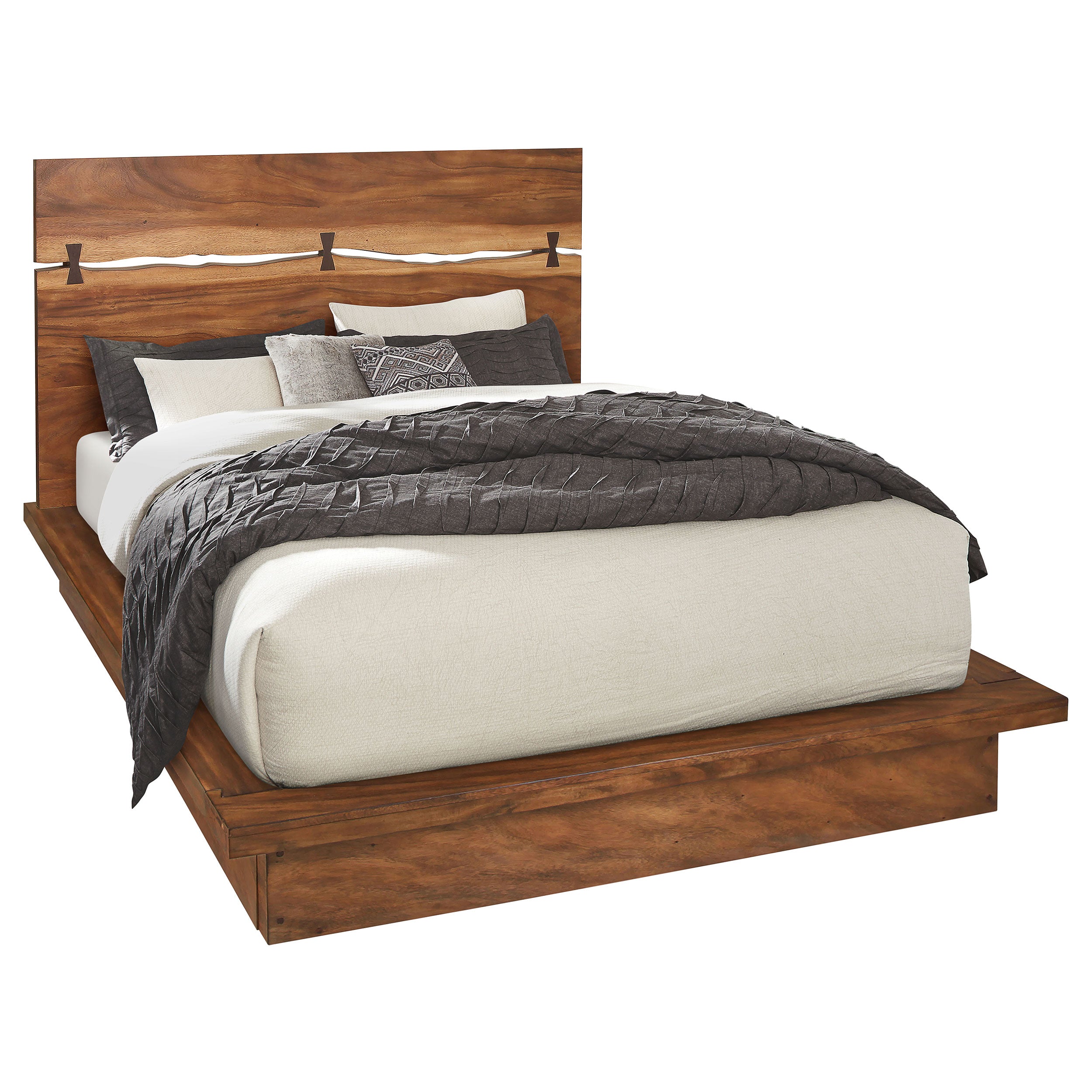 Winslow Wood Queen Panel Bed Smokey Walnut and Coffee Bean — view 3