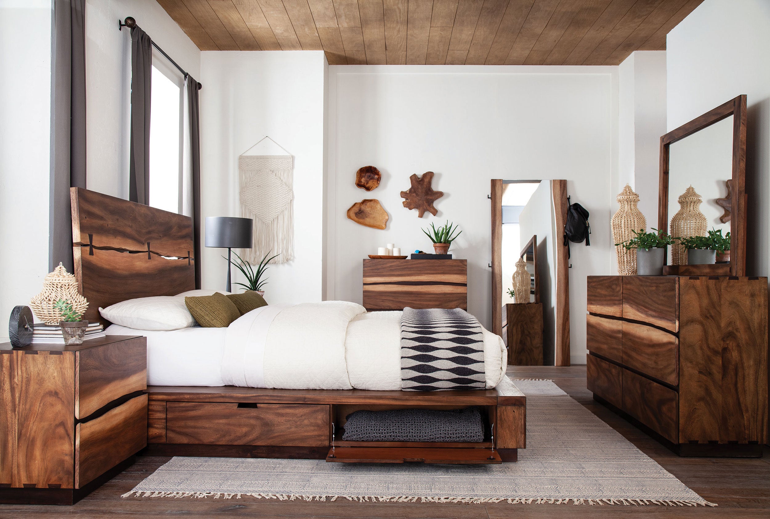 Winslow Wood Eastern King Storage Panel Bed Smokey Walnut — view 5