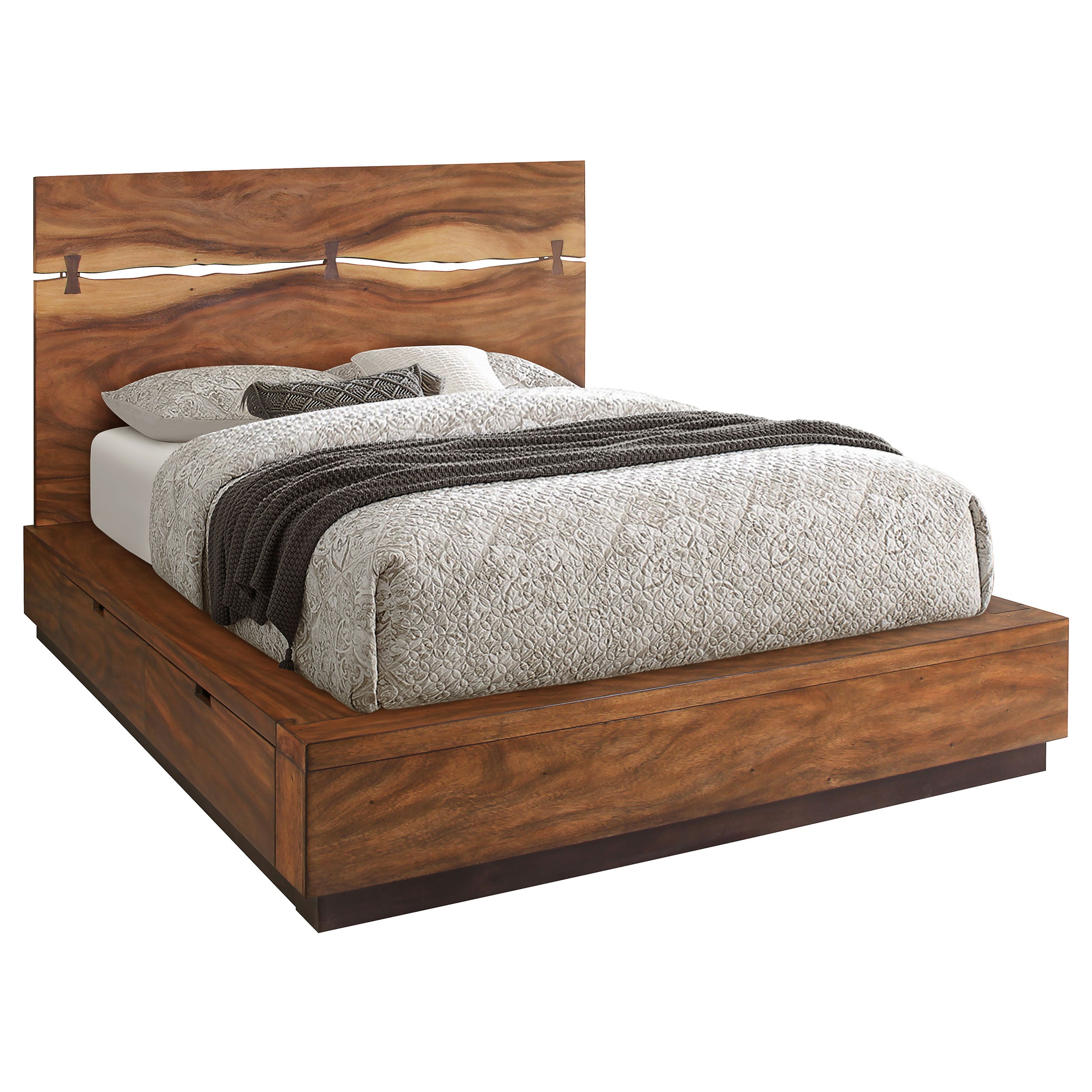 Winslow Wood Queen Storage Panel Bed Smokey Walnut — view 3