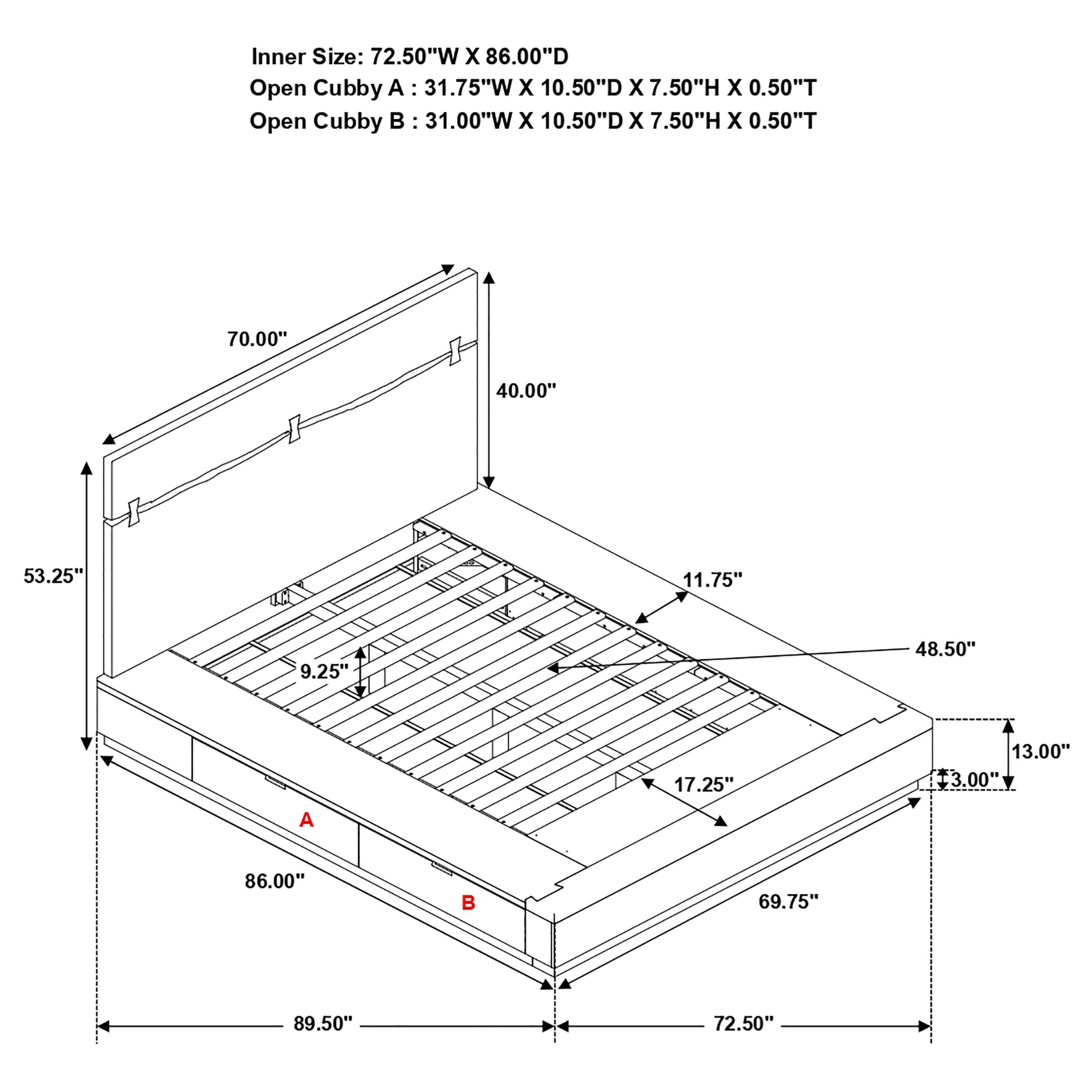 Winslow Wood Queen Storage Panel Bed Smokey Walnut — view 4