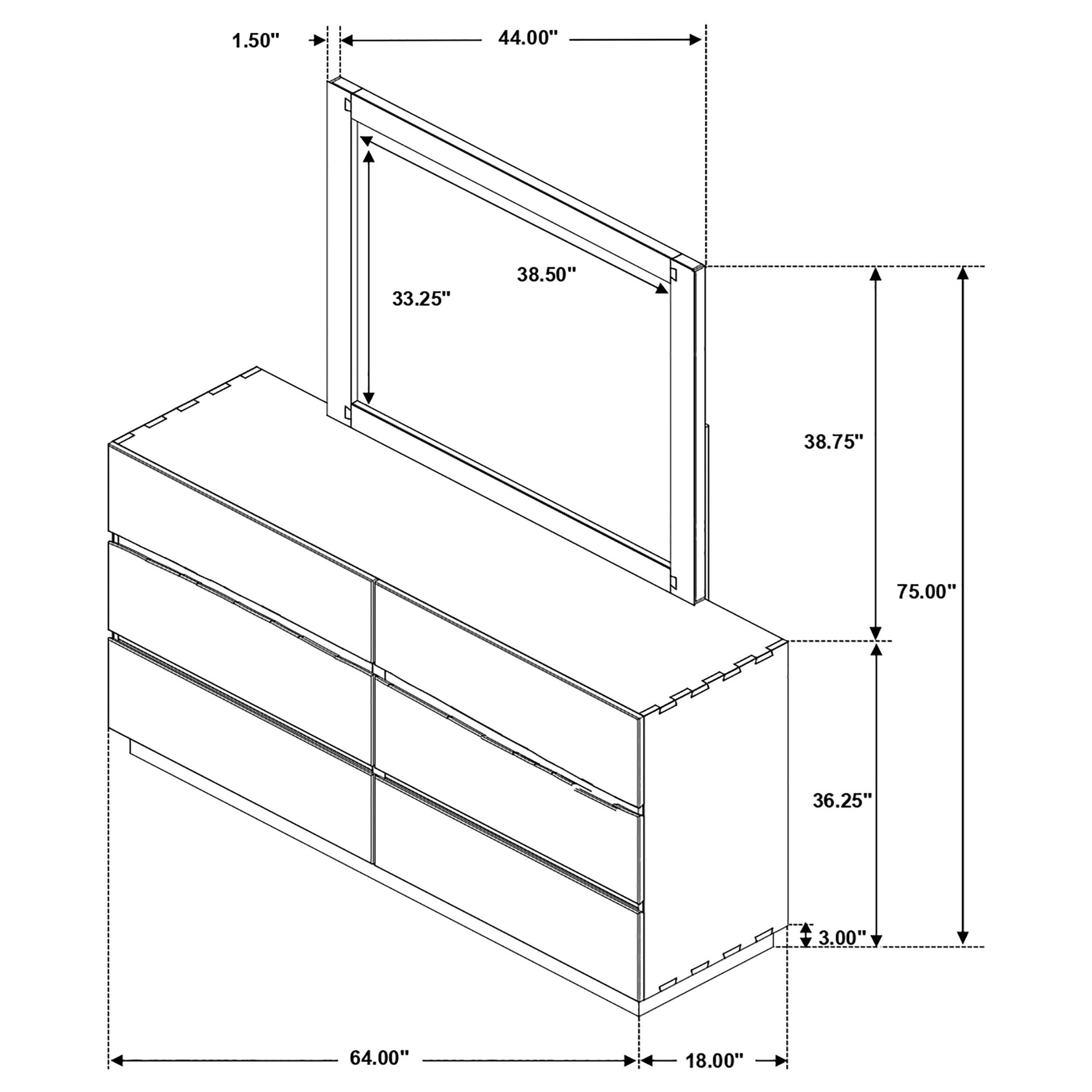 Winslow 6-drawer Dresser with Mirror Smokey Walnut — view 3