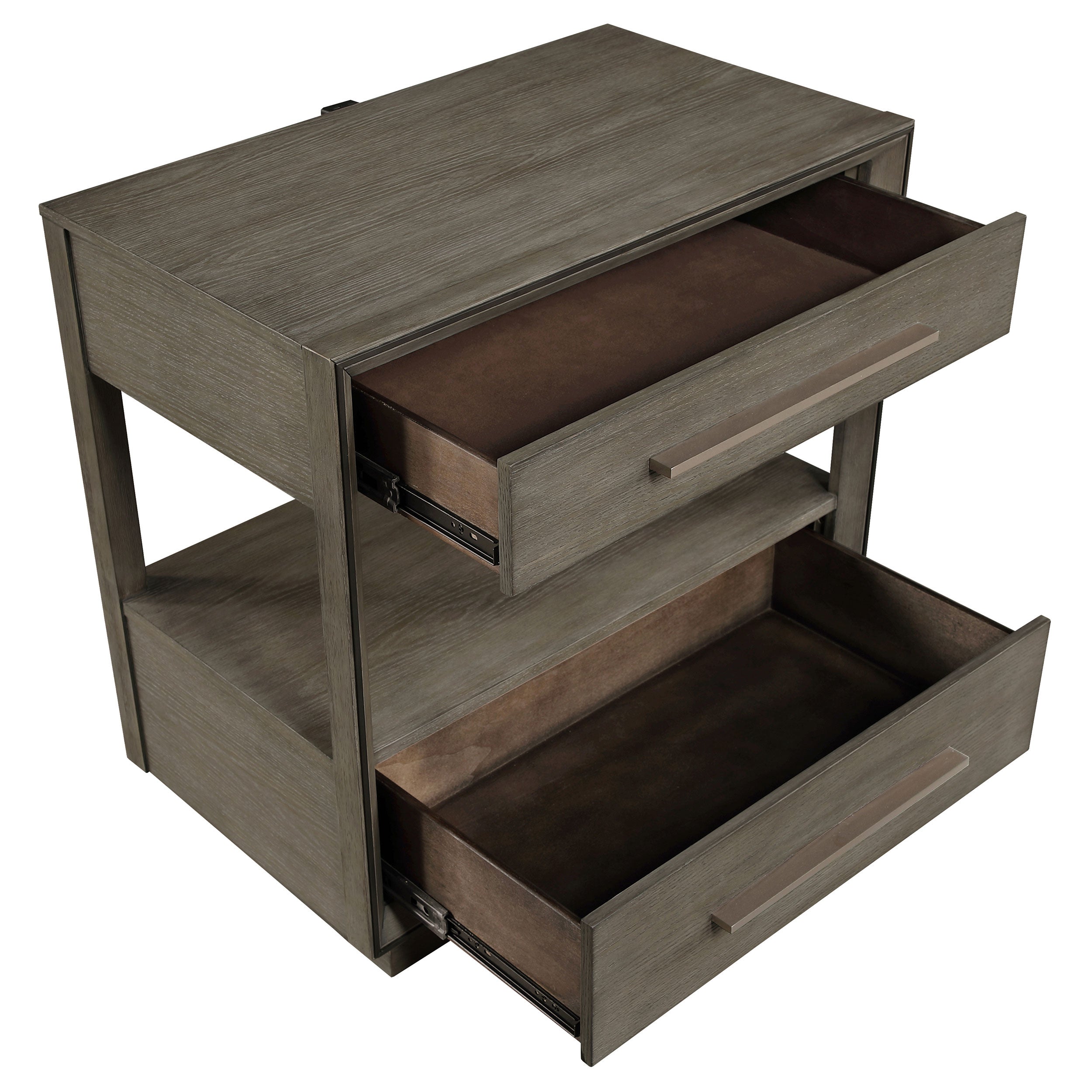 Durango 2-drawer Nightstand Bedside Table Taupe Oak — view 11