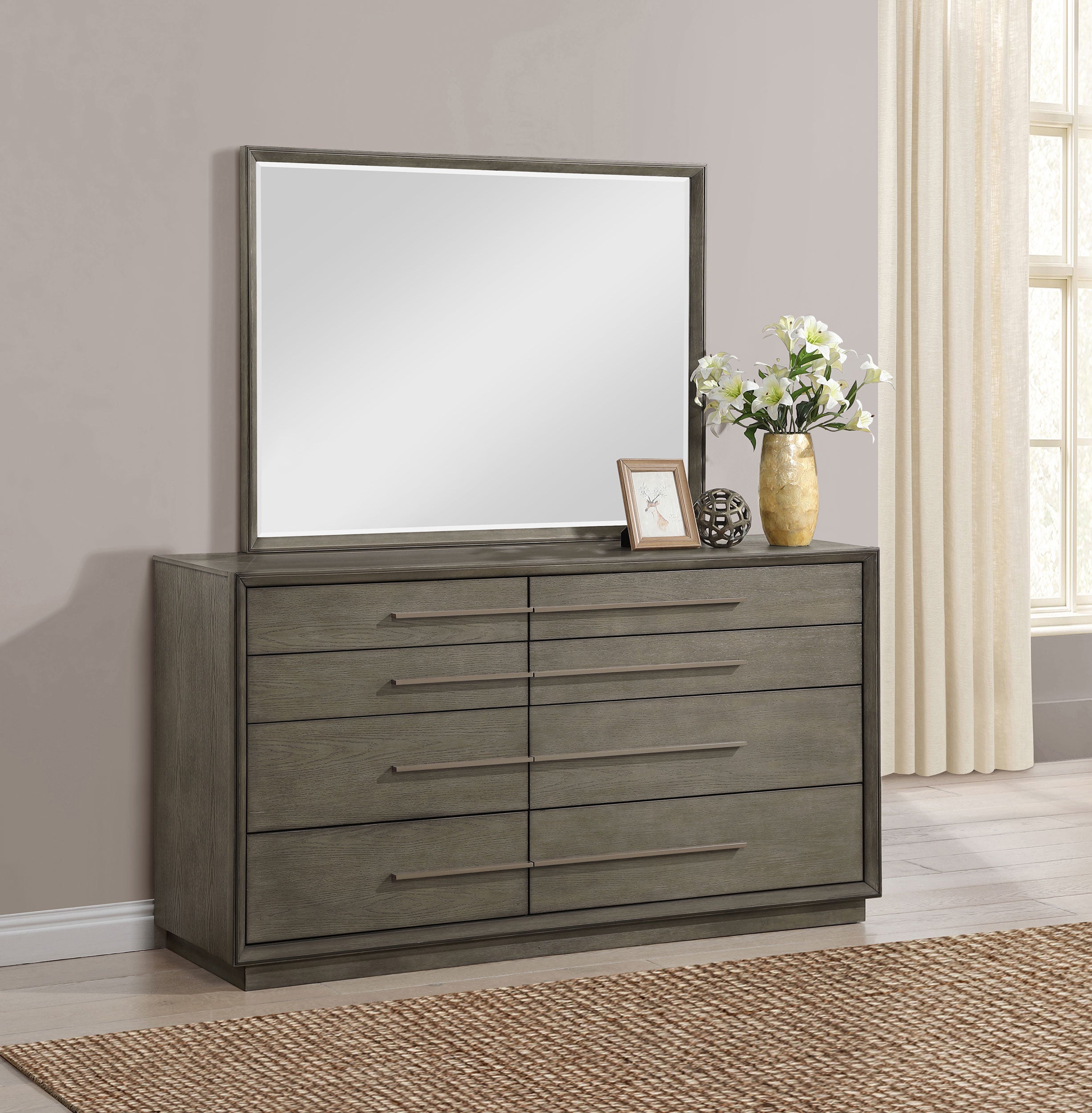 Durango 8-drawer Dresser and Mirror Taupe Oak — view 2
