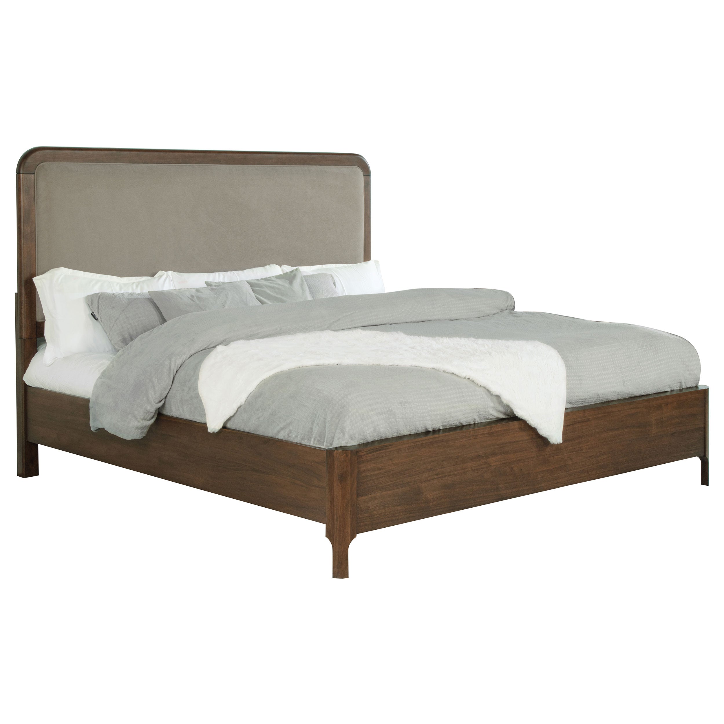Maderia 57-inch Upholstered Eastern King Panel Bed Walnut — view 3