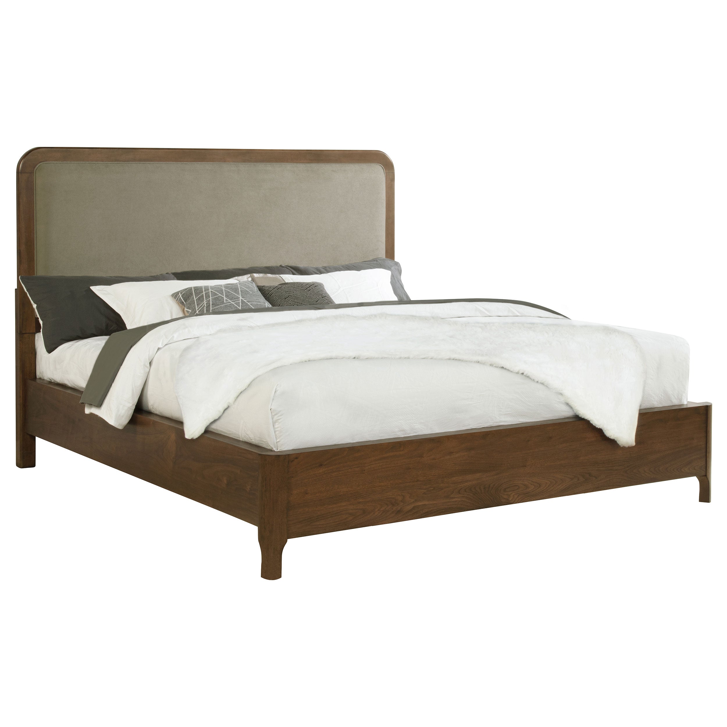 Maderia 57-inch Upholstered California King Panel Bed Walnut — view 3