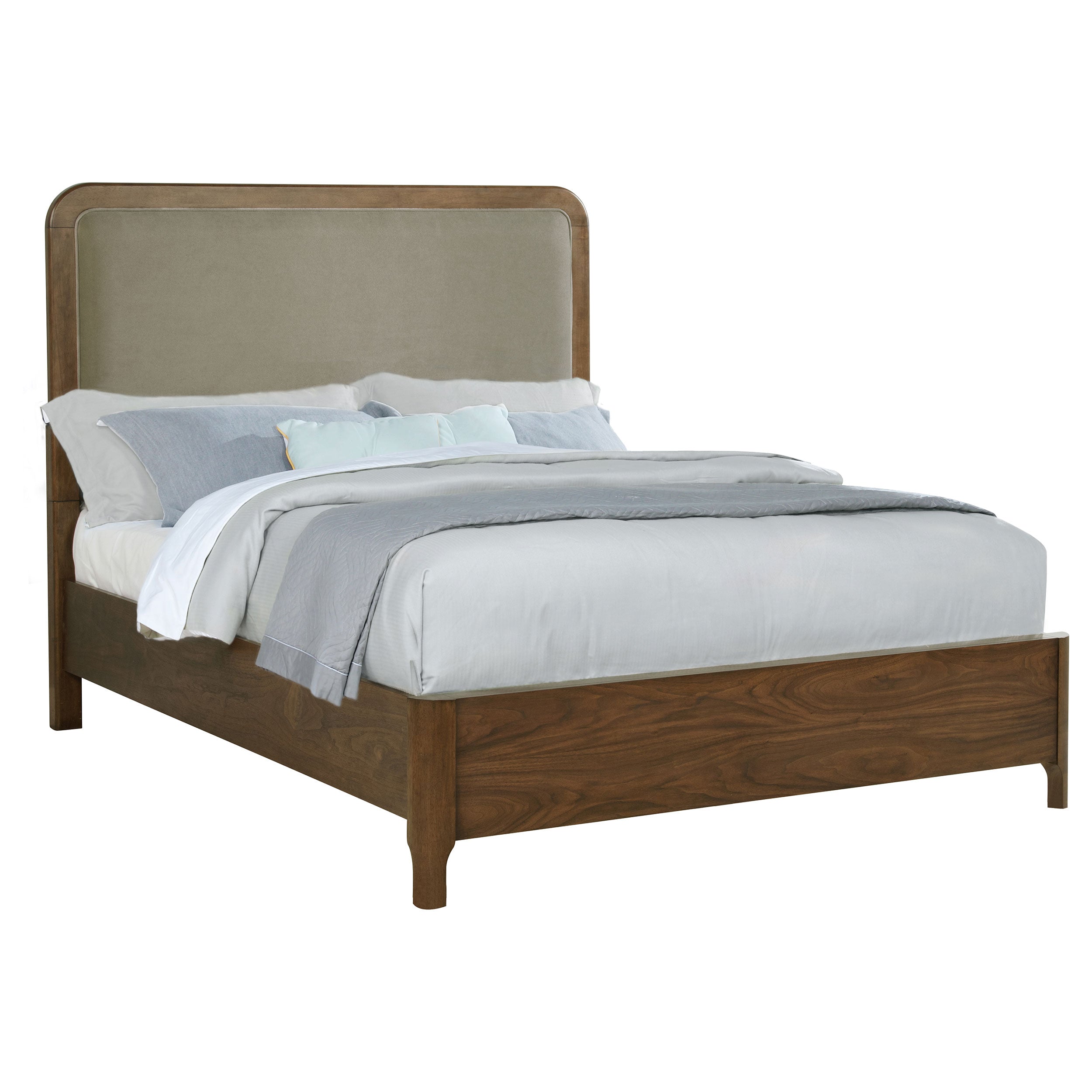 Maderia 57-inch Upholstered Queen Panel Bed Walnut — view 3