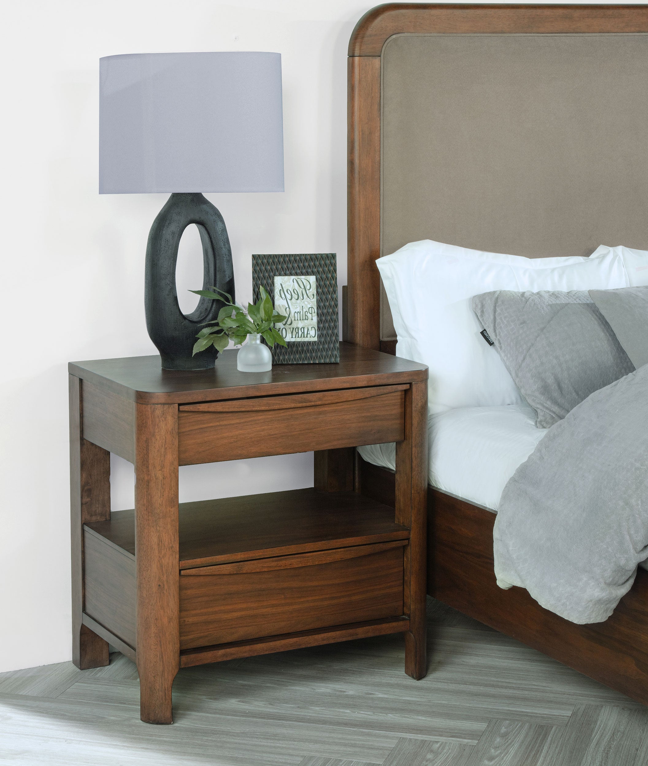 Maderia 2-drawer Nightstand Bedside Table Walnut — view 2
