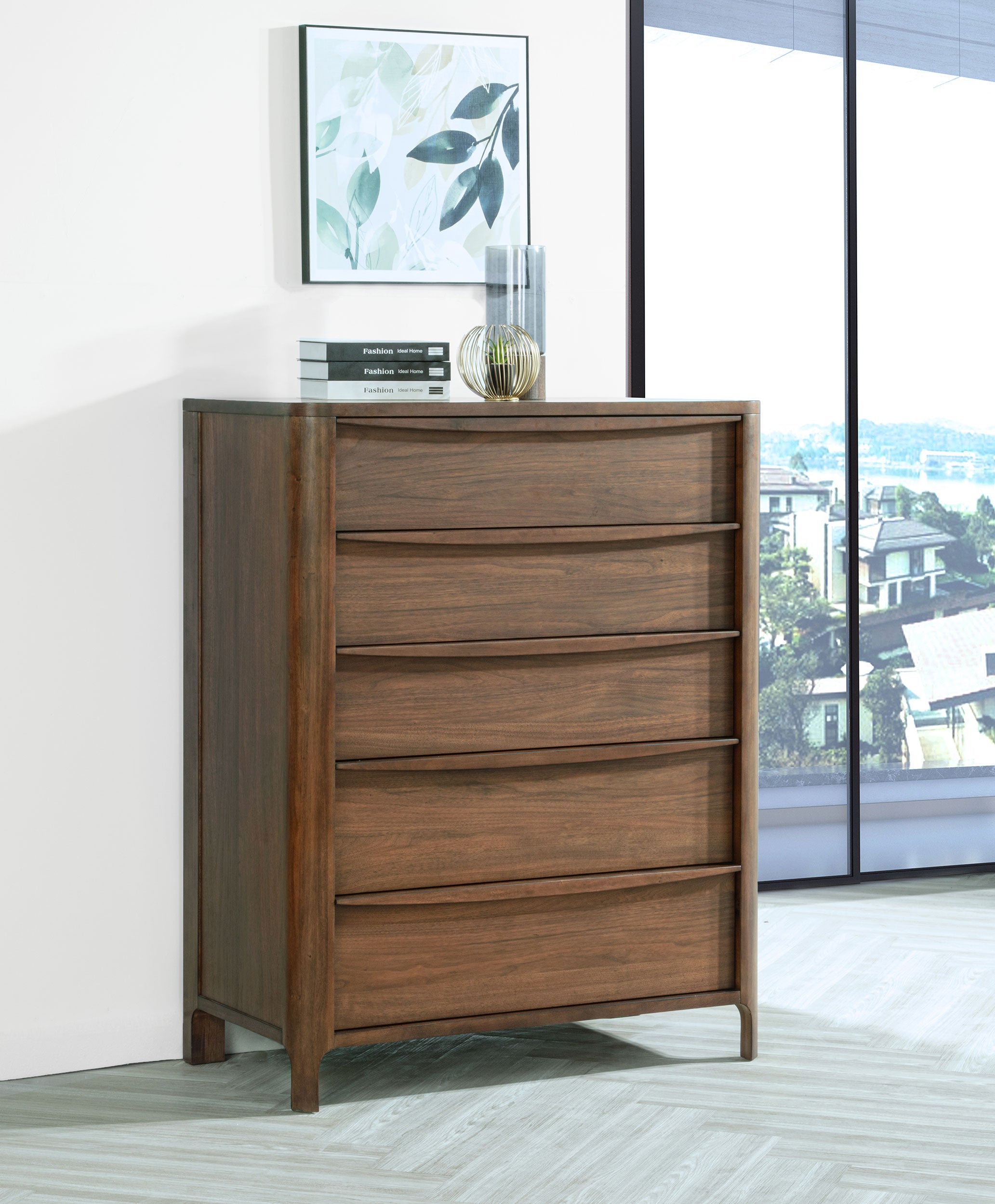 Maderia 5-drawer Chest of Drawers Walnut — view 2