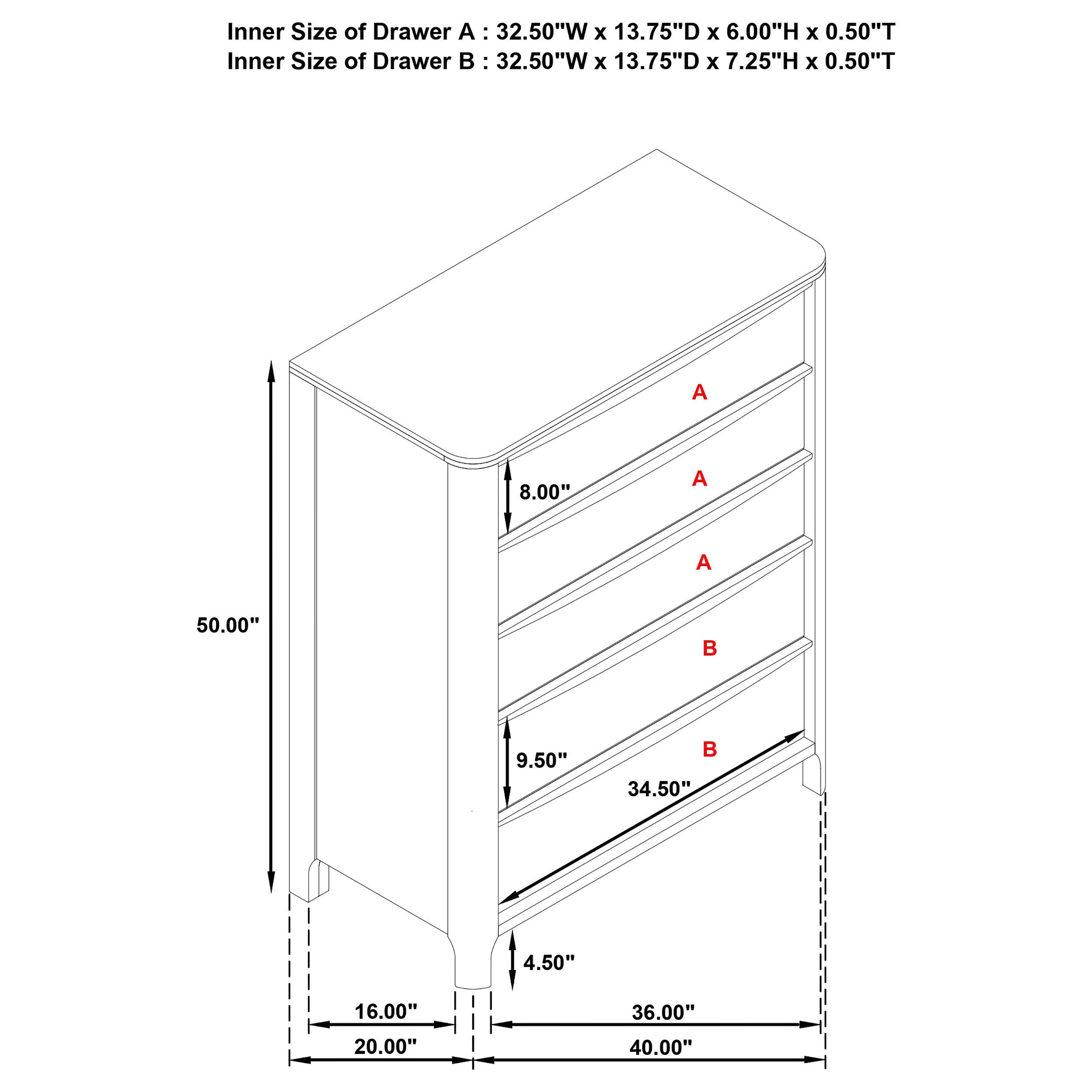 Maderia 5-drawer Chest of Drawers Walnut — view 12