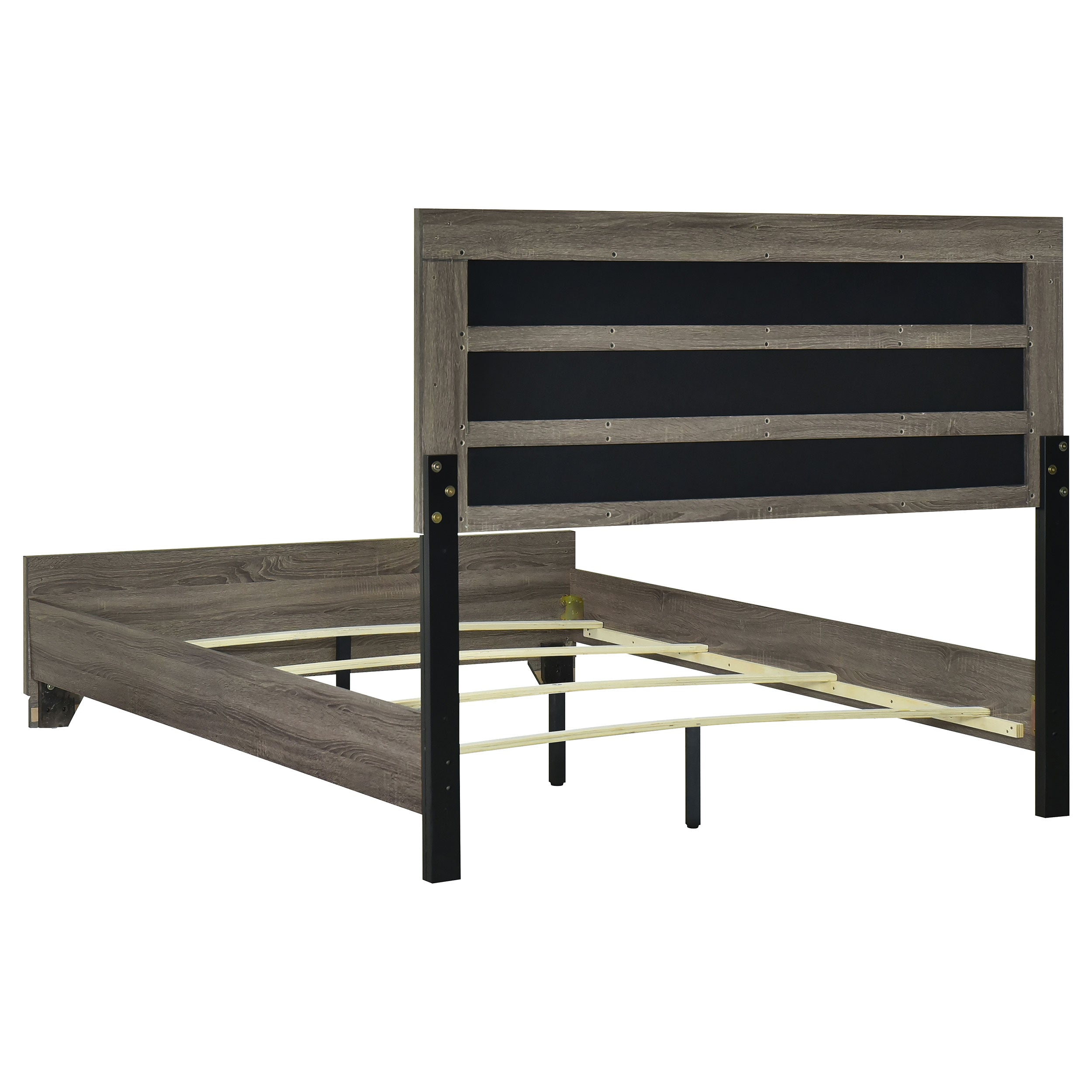 Wright 52-inch Upholstered Eastern King Bed Brown Oak — view 4