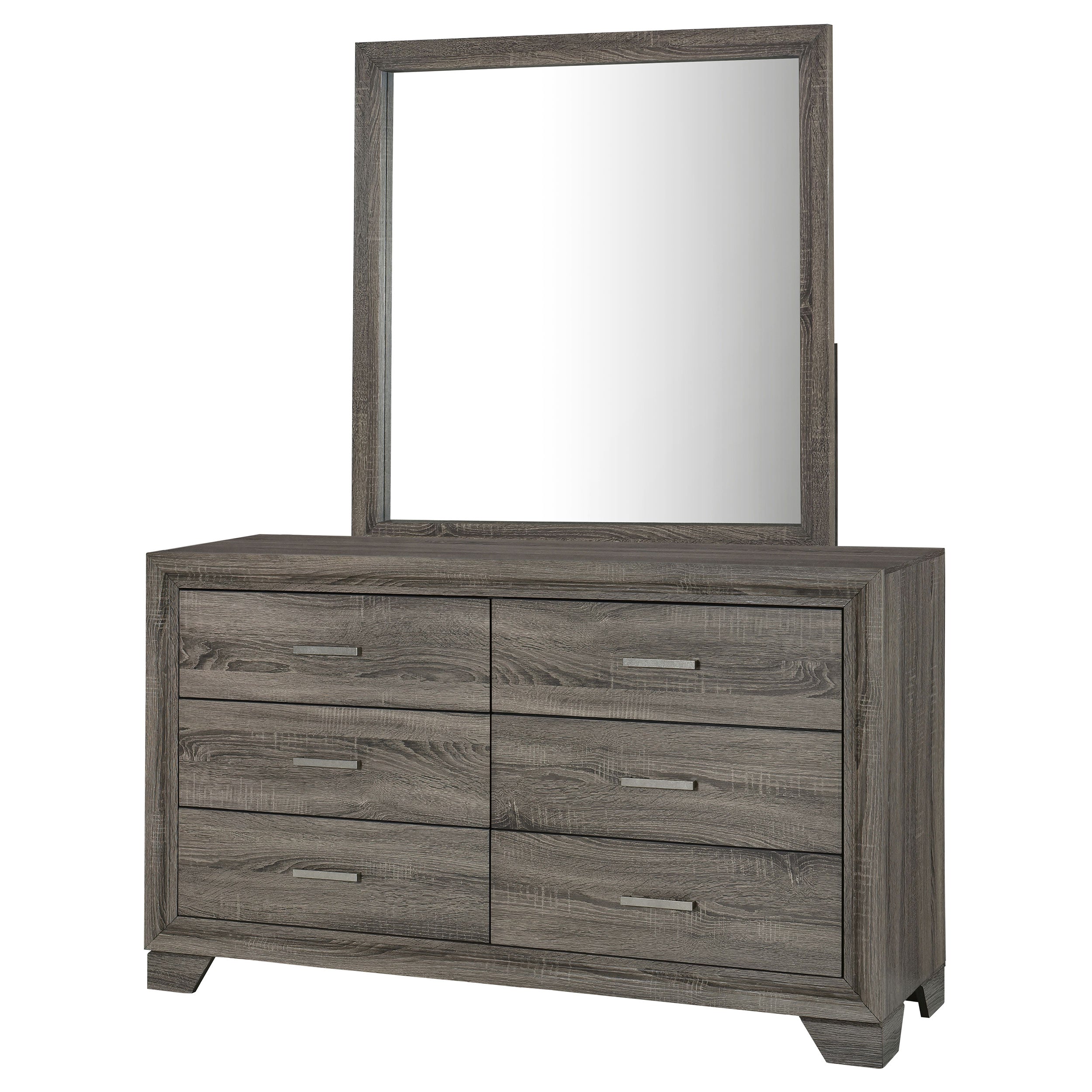 Wright 6-drawer Dresser and Mirror Brown Oak — view 4